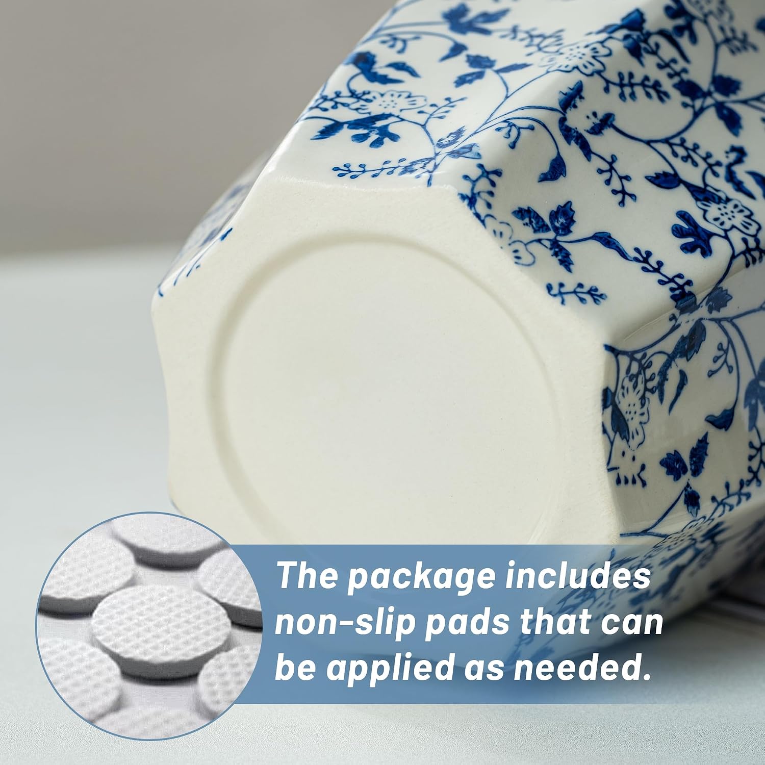 White Ceramic Vase / Vase-u02 / 9.5 INCH / Blue