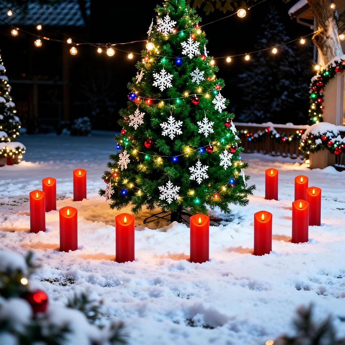fclayvts 24 Pack Red LED Candles with Remote & Timer - Flameless Pillar Candles with 3D Flickering Flame, Battery