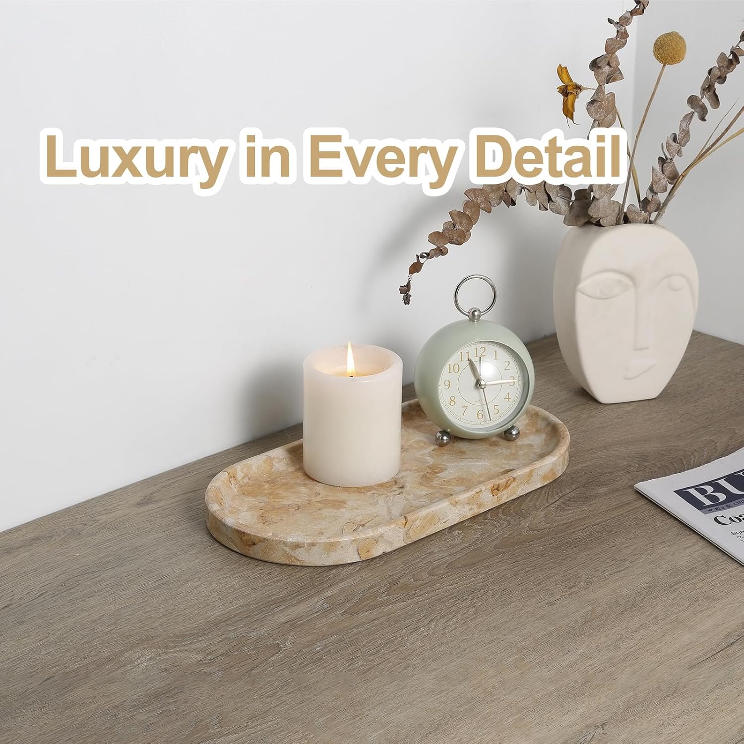 Egypt Natural Marble Tray / Gold Marble-pearlly Yellow / 12 x 6 x 0.8