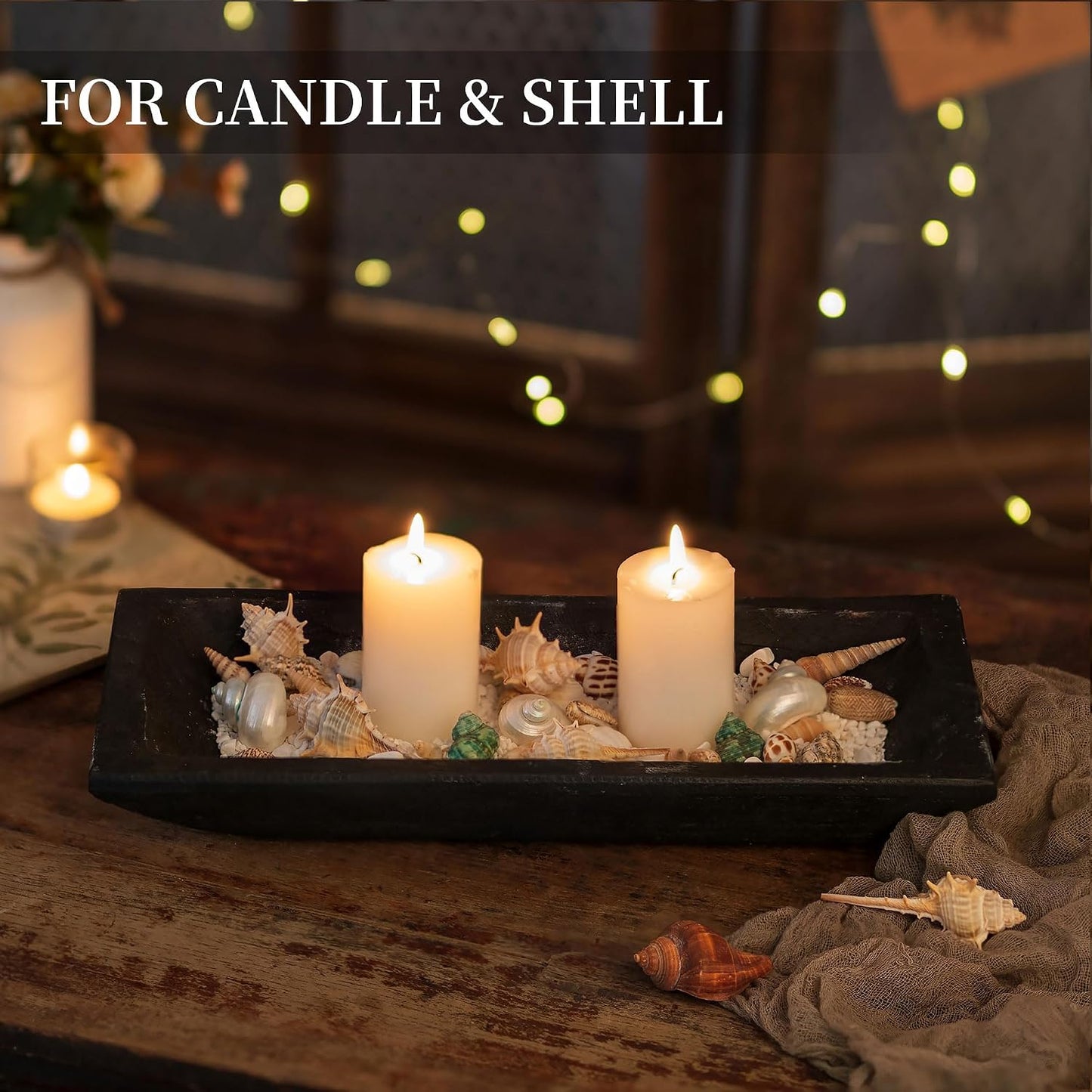 Decorative Wood Dough Bowl / Black / Set of 14