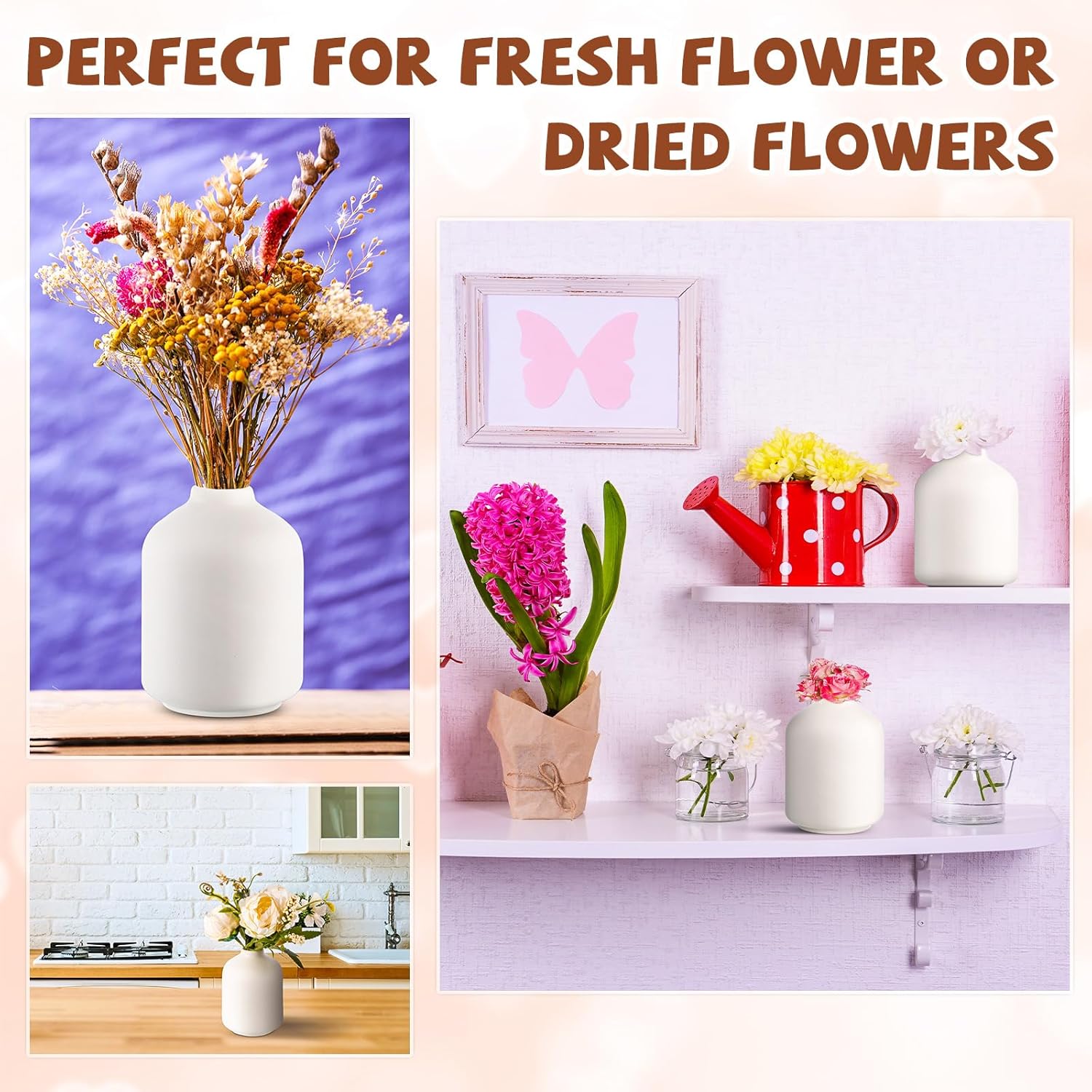 Ceramic Bud Vases Bulk Valentine's Day Decoration Boho / 3.9"*2.76 / Stylish / White / Set of 30