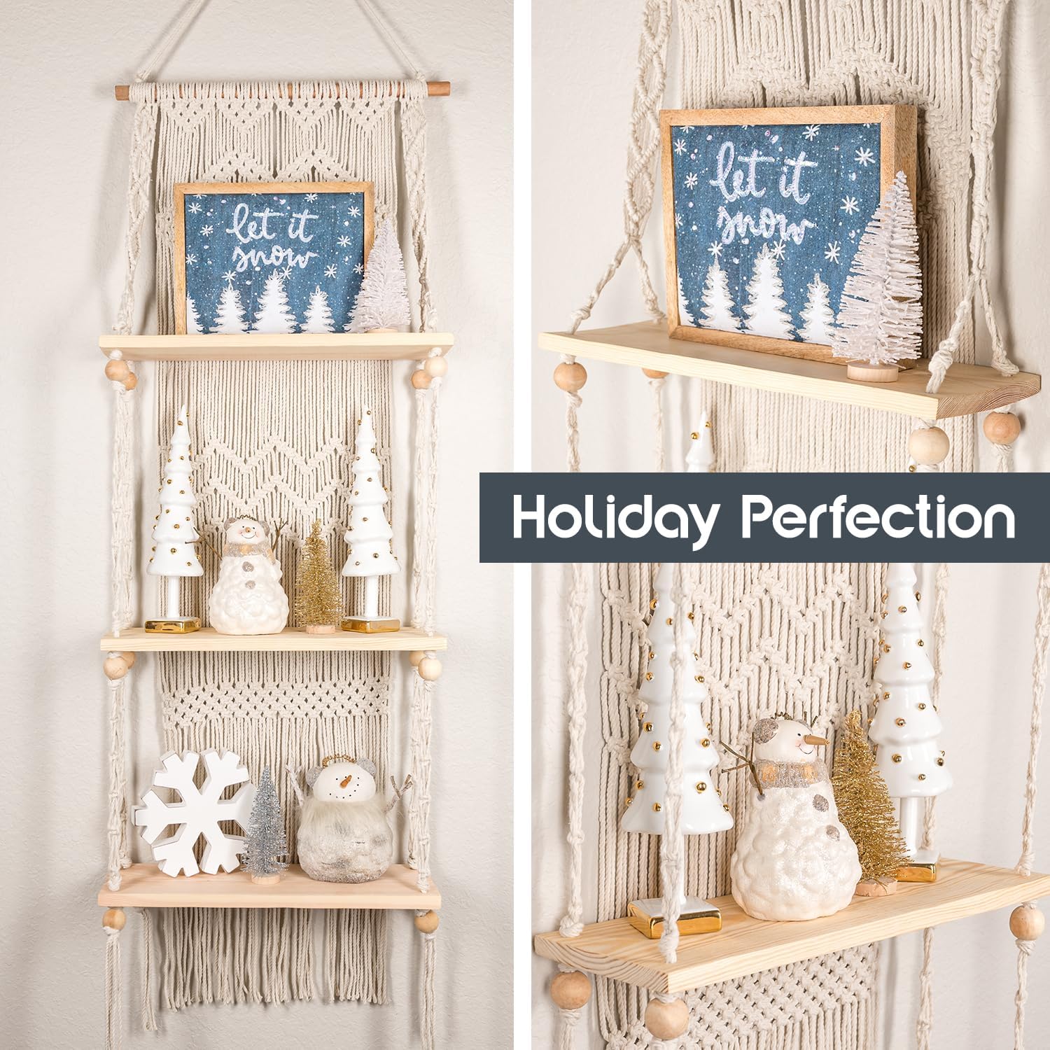 Boho Shelves / Wall Plant Hanger Shelves / 3 Tier