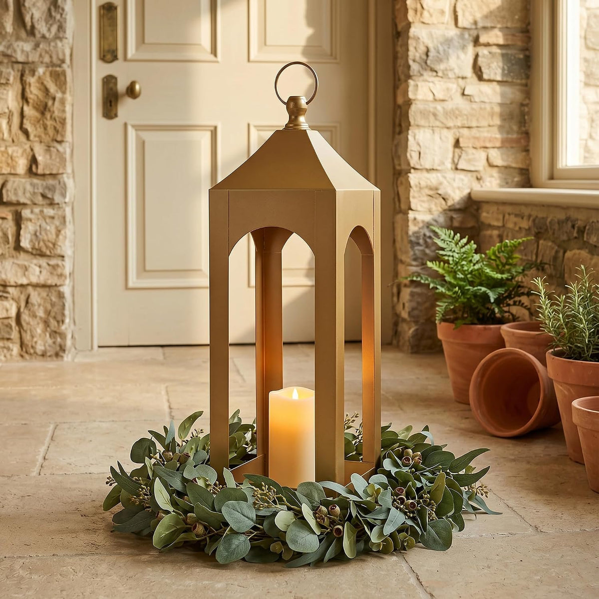 Modern Farmhouse Lantern Decor Metal Decorative Hanging Candle Lanterns | Ideal for Home Decor, Parties & Events, 21.2"