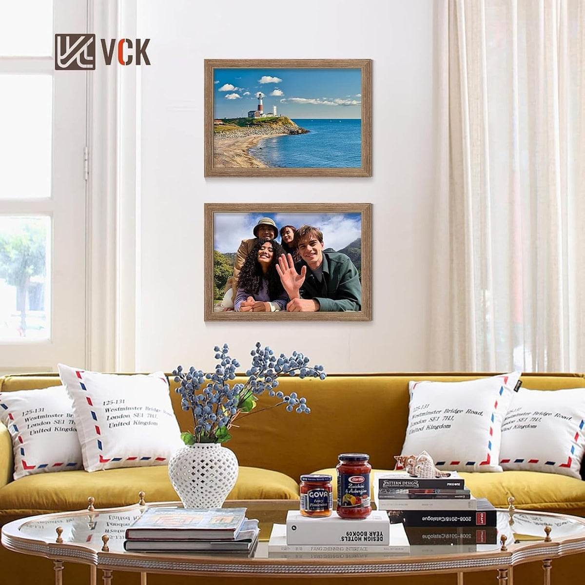 VCK 13x19 Picture Frame Walnut 4 Pack, Wide Thick Wood Border, for Prints | Exclusive Woodgrain, Wall Hanging, HD