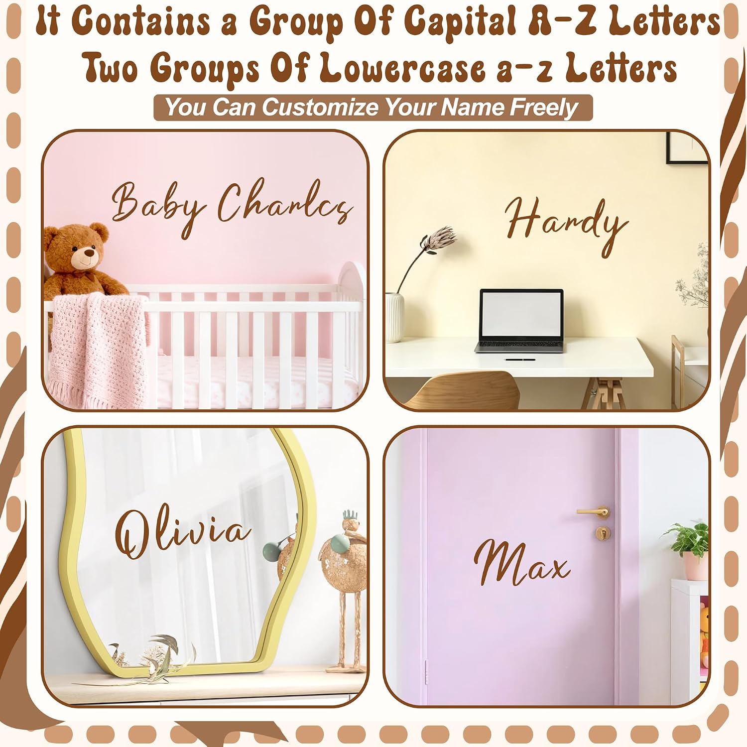 Custom Name Backdrop Sticker for Party Event Custom Decal for Balloon Arch / Brown Diy Name