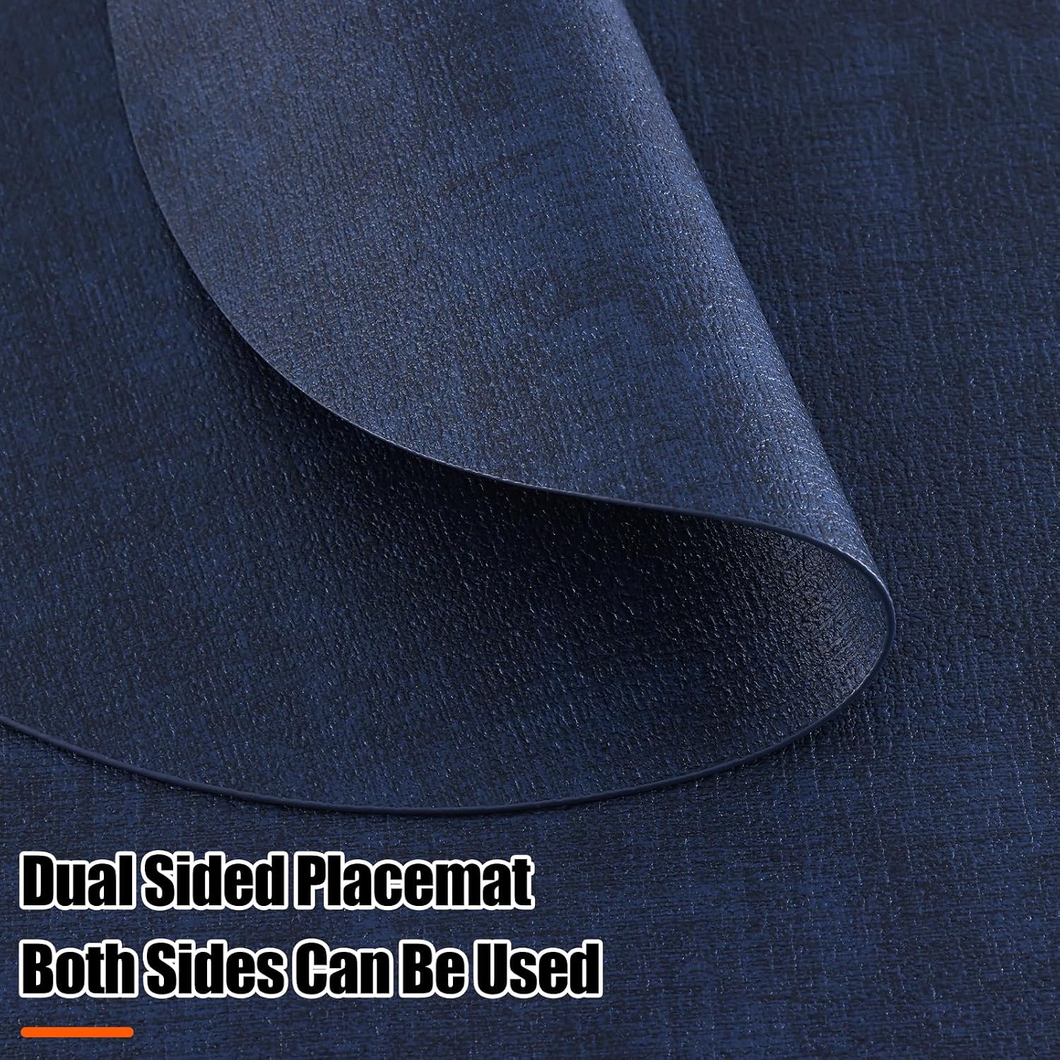 Homaxy Round Faux Leather Placemats and Coasters, Set of 12, Navy Blue | Washable Dual-side Table Mats, Wipeable Place