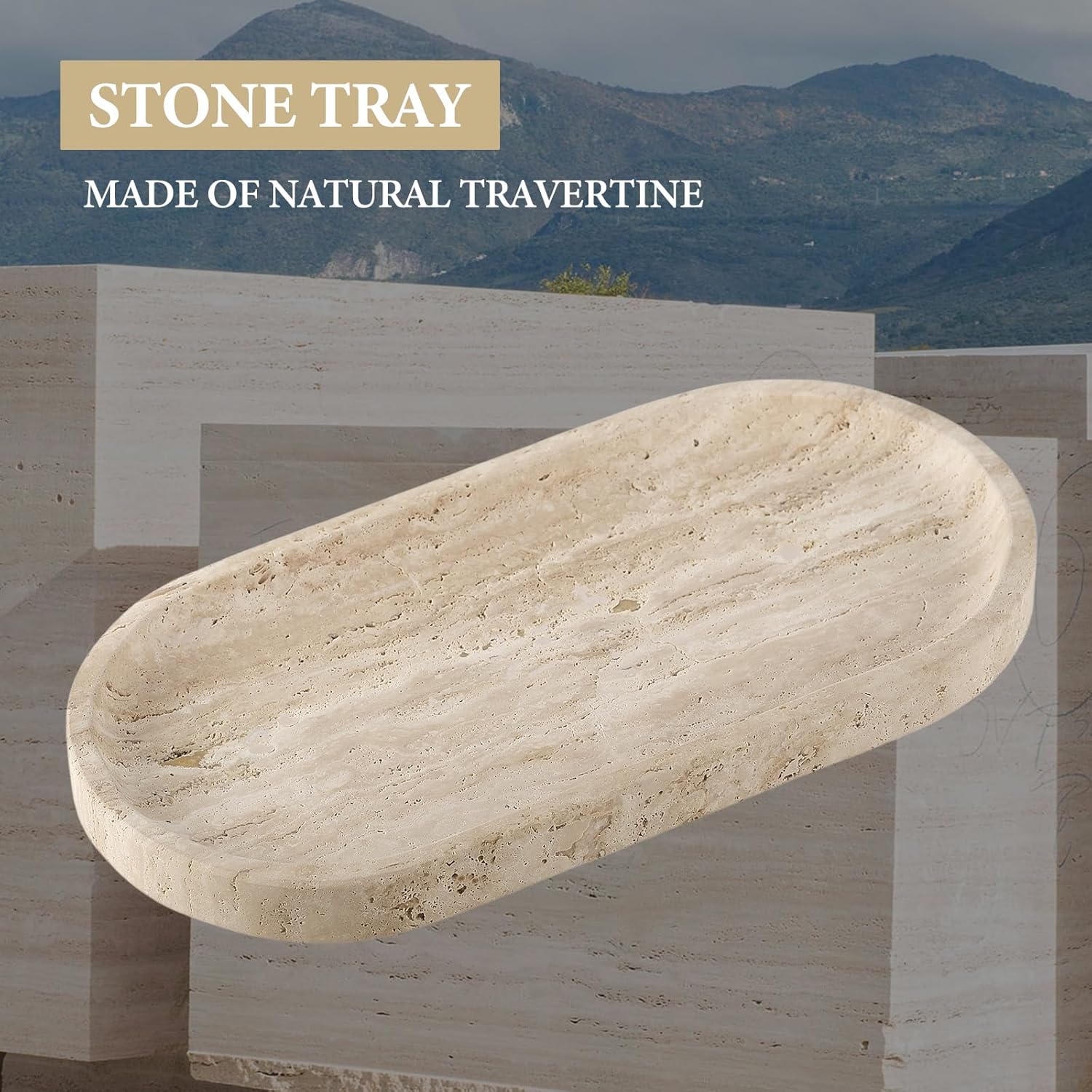 Marble Tray / Marble Storage Trays for Perfume / Travertine / 10 x 5 x 0.7 / Natural