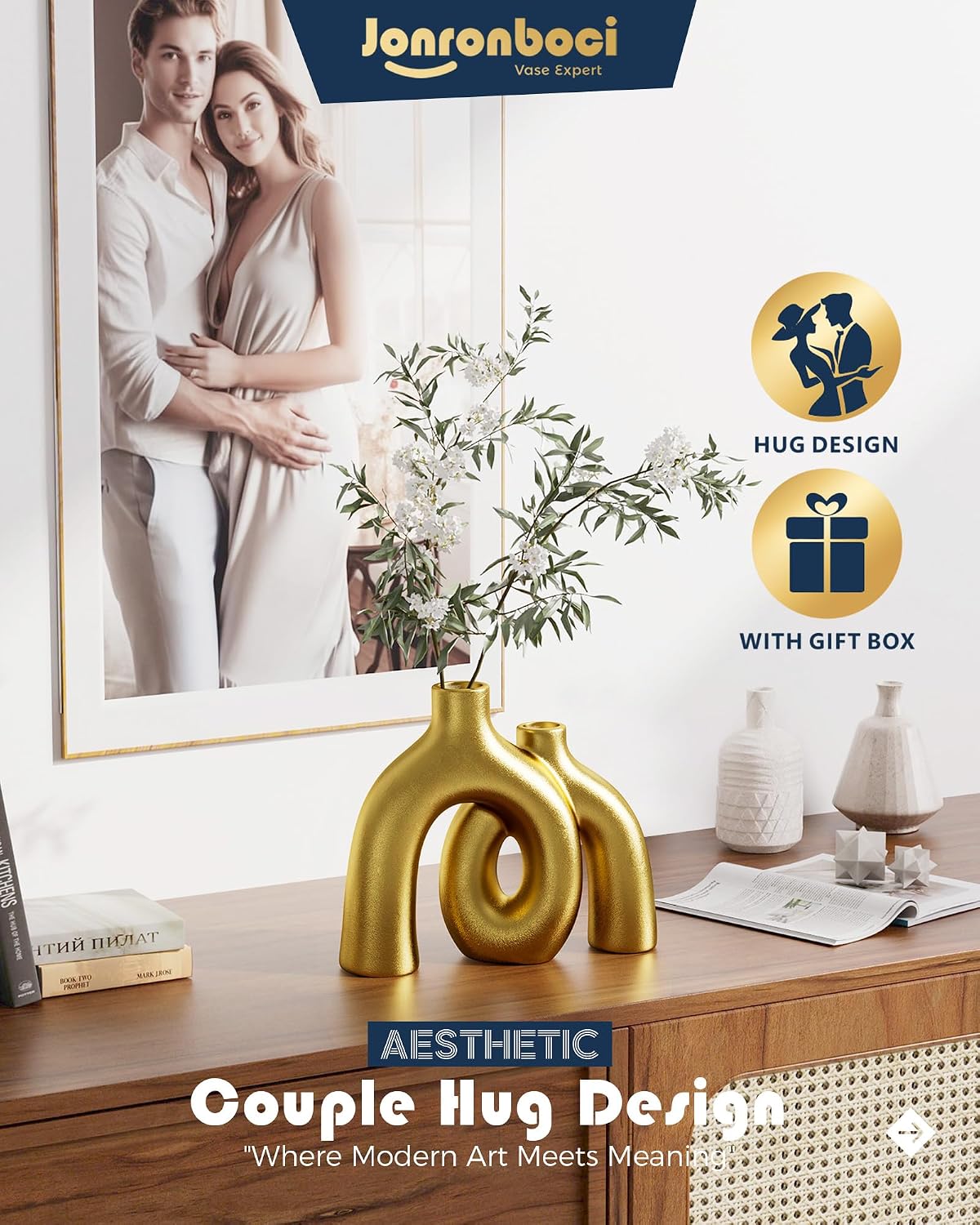 Golden Modern Transitional Style Vases Home Decor / Gold