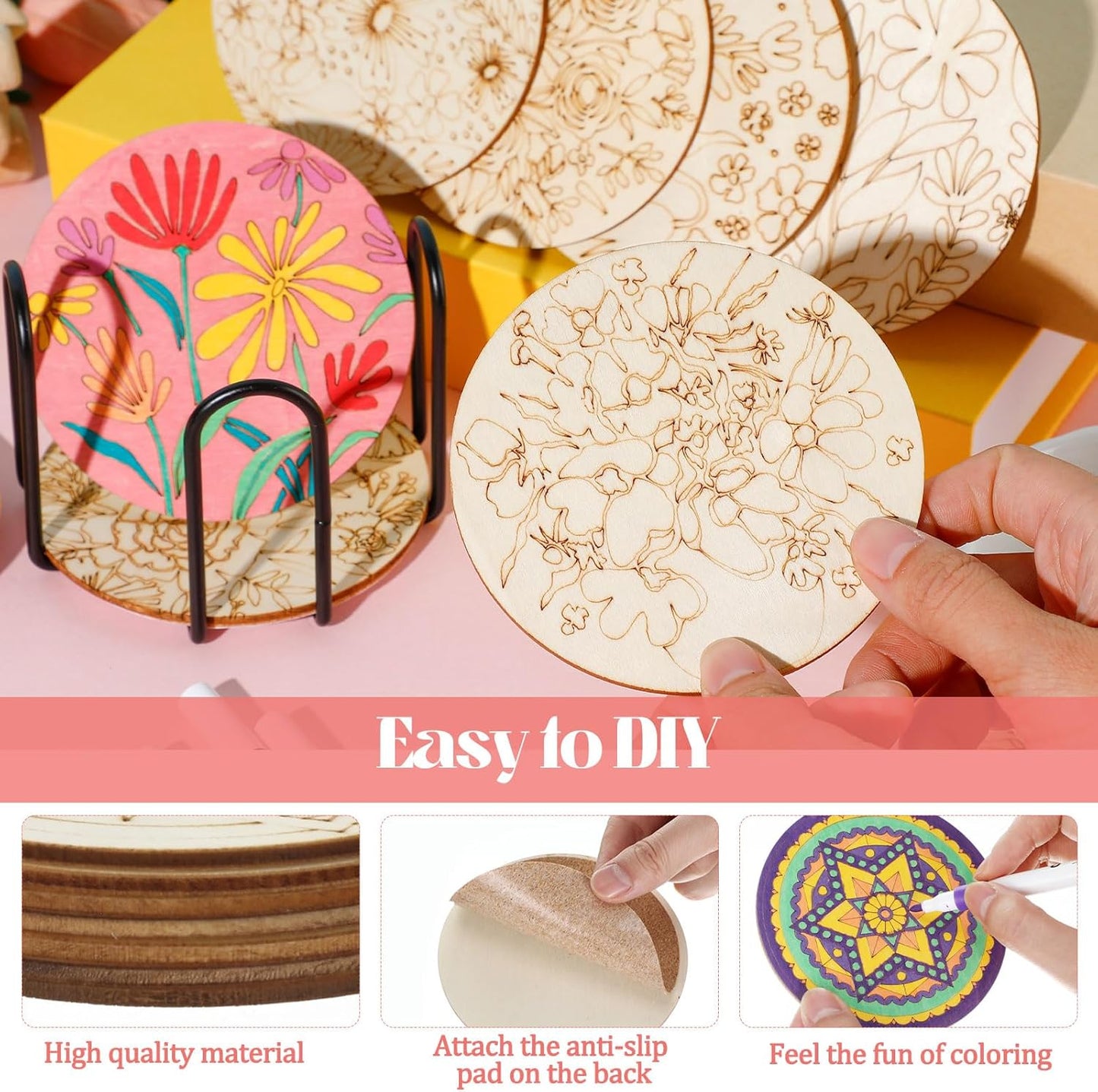 Markers and Holder / Flower / Set of 45