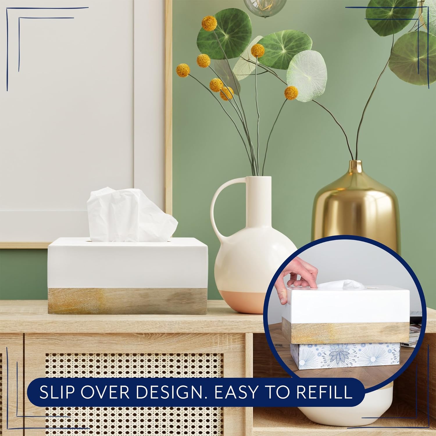 Rectangular Tissue Box Cover / Regular / White