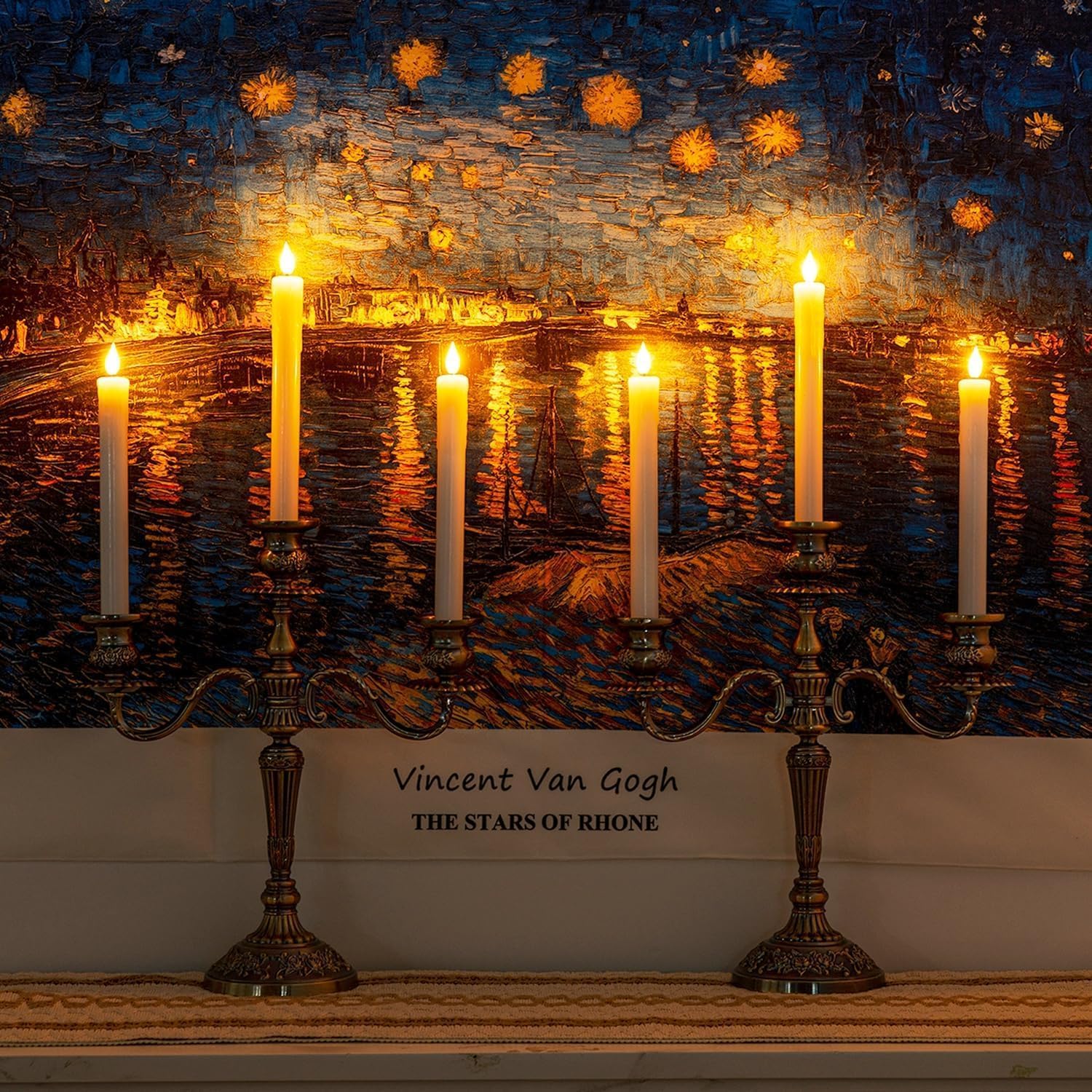 Homemory Real Wax LED Flameless Taper Candles with Timer, Dripless Fake Candlesticks with 3D Flickering Flame, 9.6