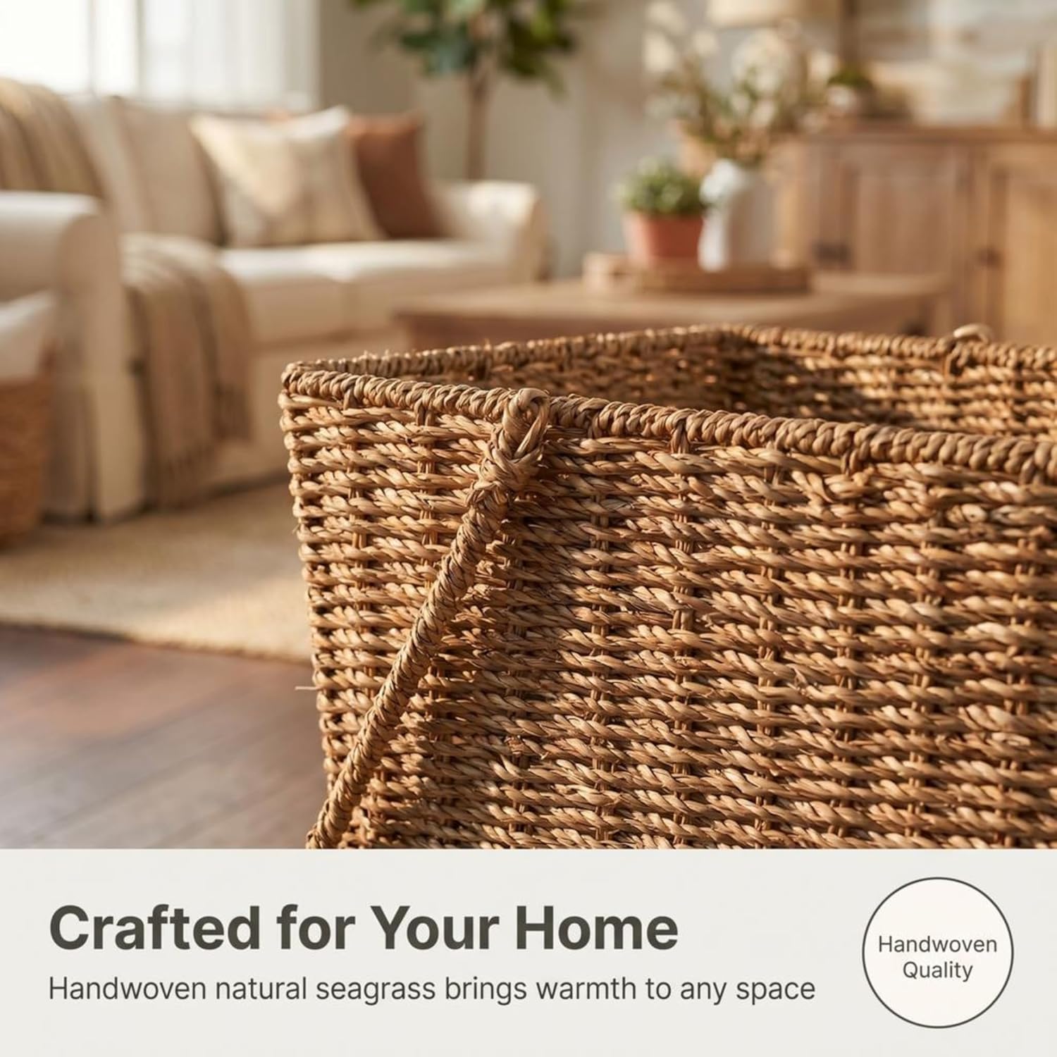 Wicker Stair Basket / Seagrass and Corn Husk / Natural