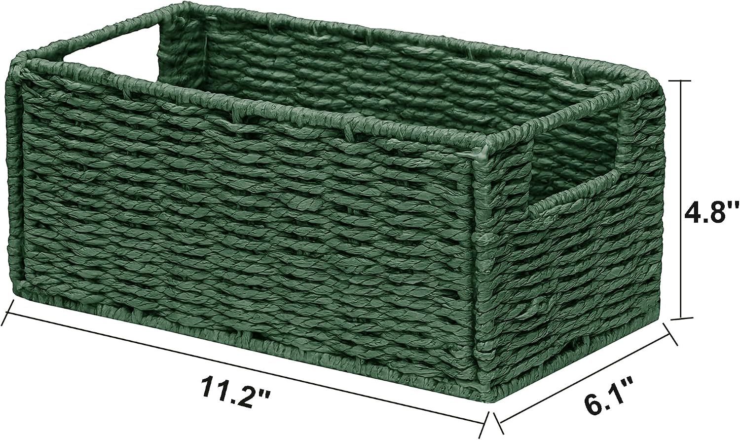 Wicker Storage Basket / Green / 11.2"D x 6.1"W x 4.8"H / Set of 2