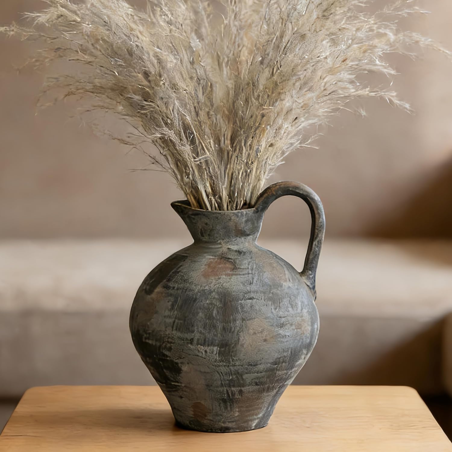 Ceramic Rustic Farmhouse Vase / Brown / Shape 1 / 8.86 Inch