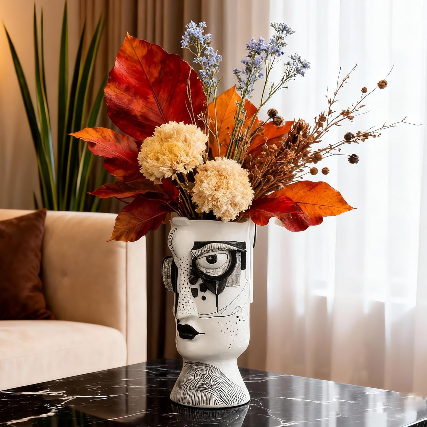 Boho Flower Vase / White and Black