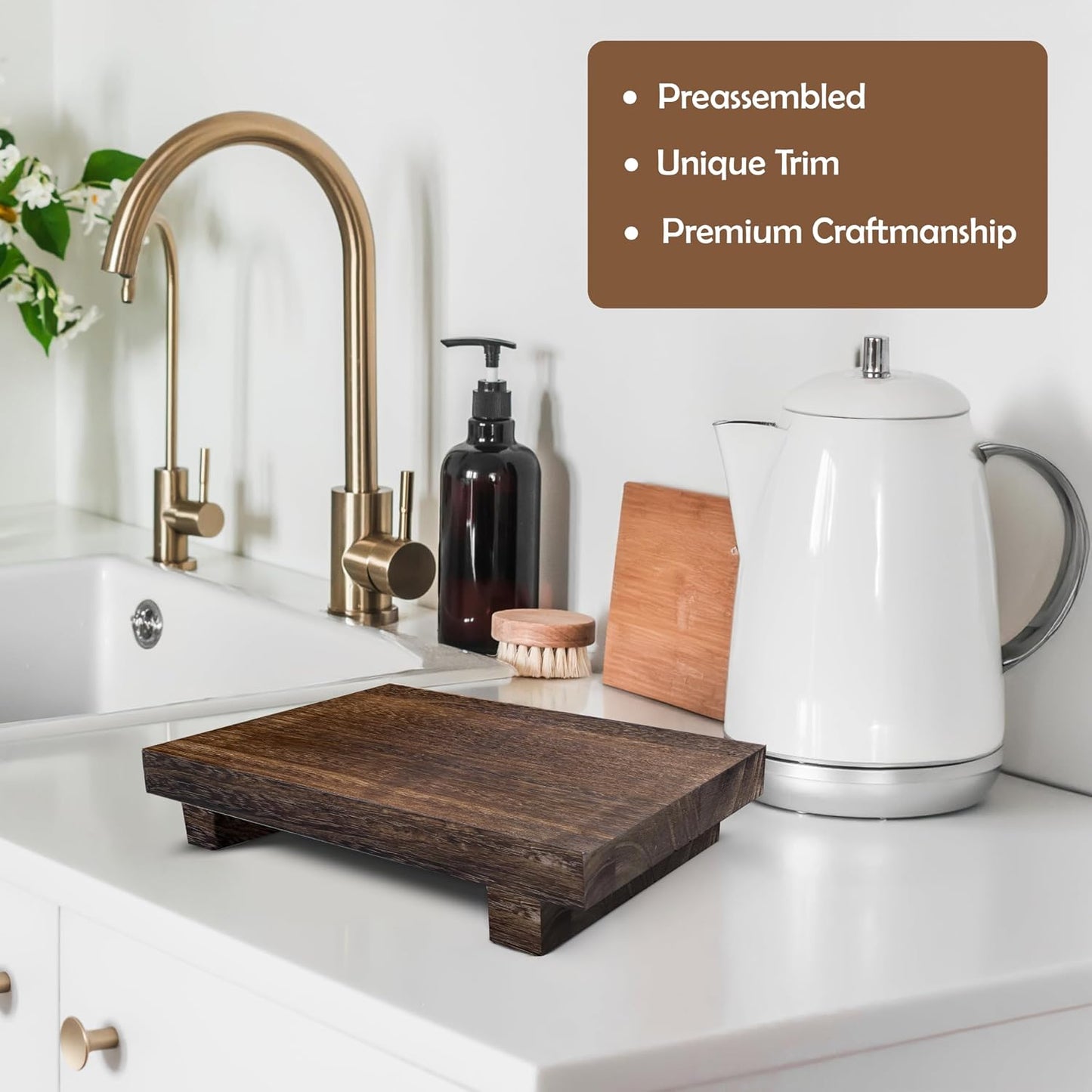 Rectangular Pedestal Stand / Brown / 9 x 6 x 1.5