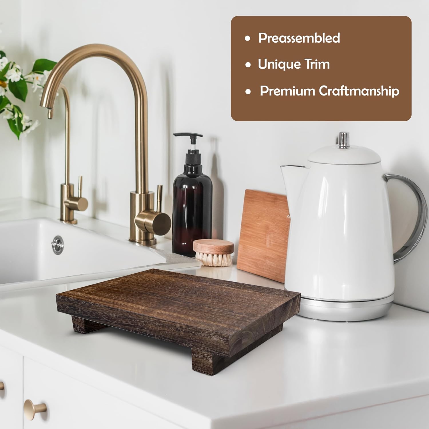 Rectangular Pedestal Stand / Brown / 9 x 6 x 1.5