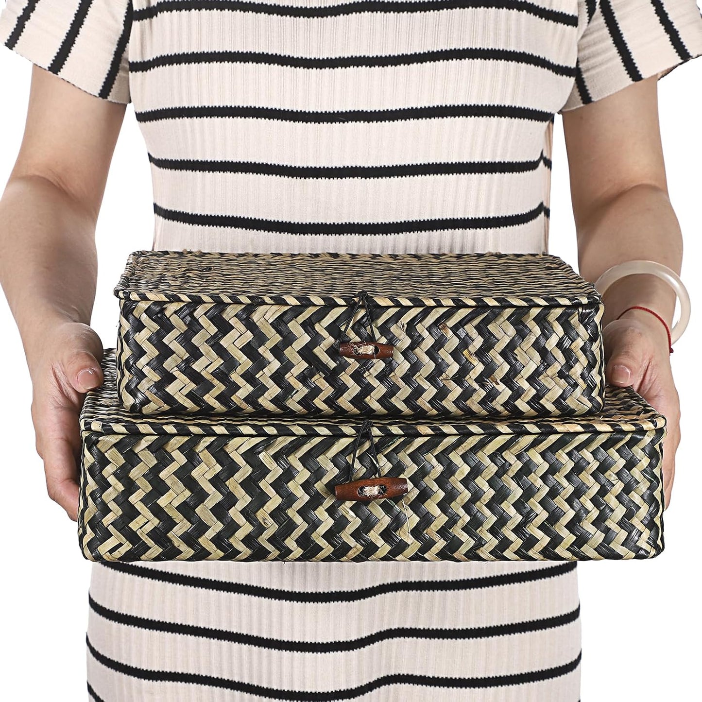 Woven Storage Basket / Small+large / Black