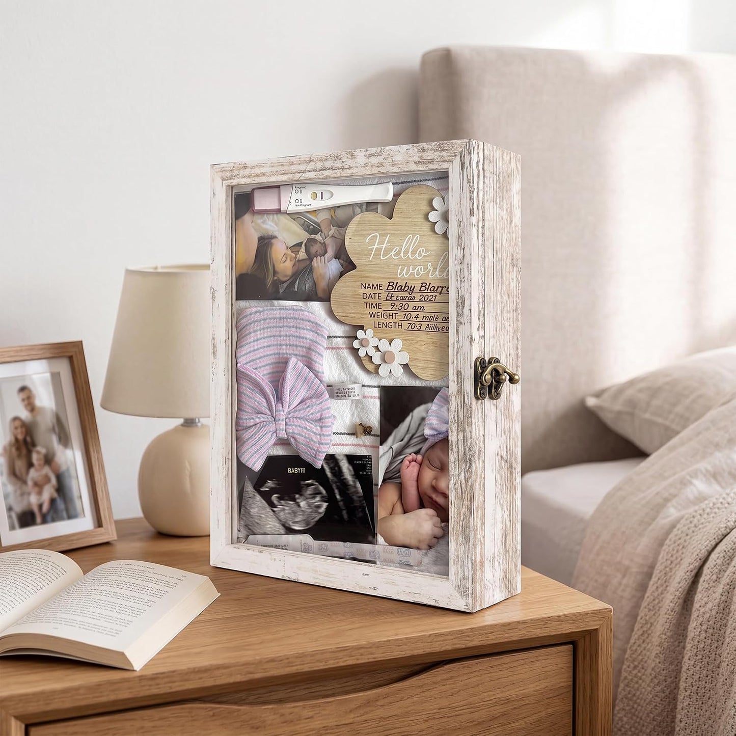Small Wall Mounted Shadow Box Frame 8x10 with Real Glass,White | 1.5in Display Case for Collectibles,Pictures,Pet