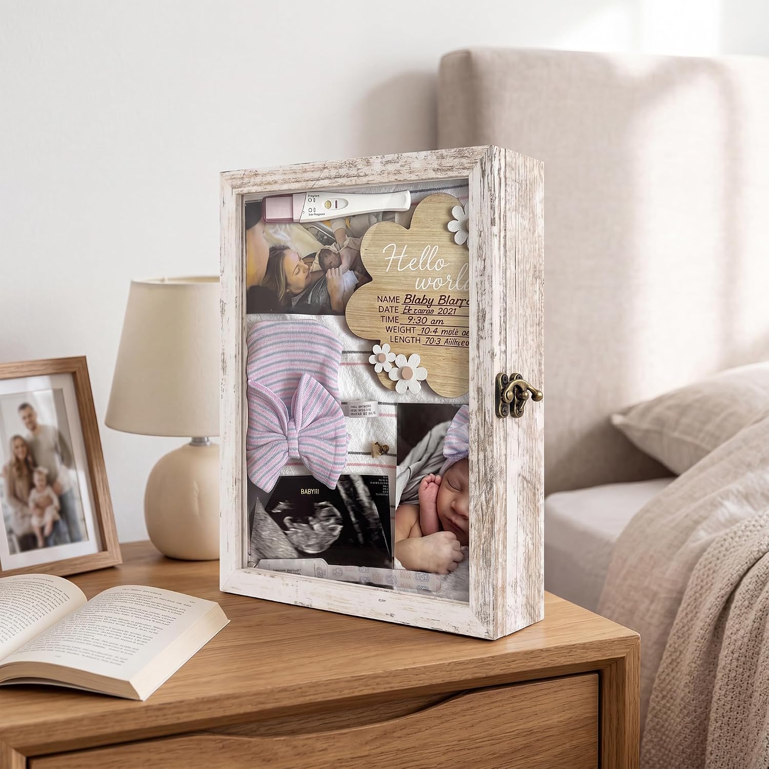 Small Wall Mounted Shadow Box Frame 8x10 with Real Glass,White | 1.5in Display Case for Collectibles,Pictures,Pet