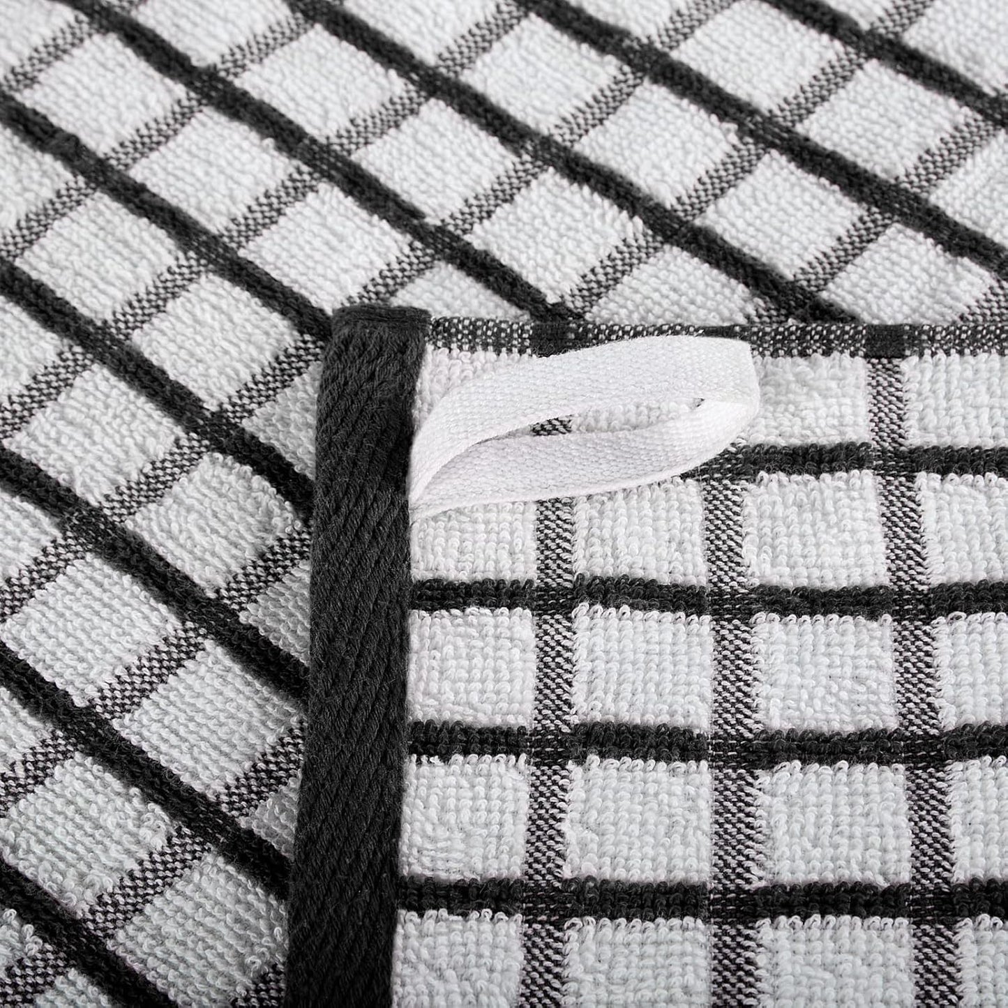White Classic Premium Dish Towels for Kitchen, with Hanging Loop [8 Pack] Heavy Duty Absorbent 100% Cotton 410 GSM