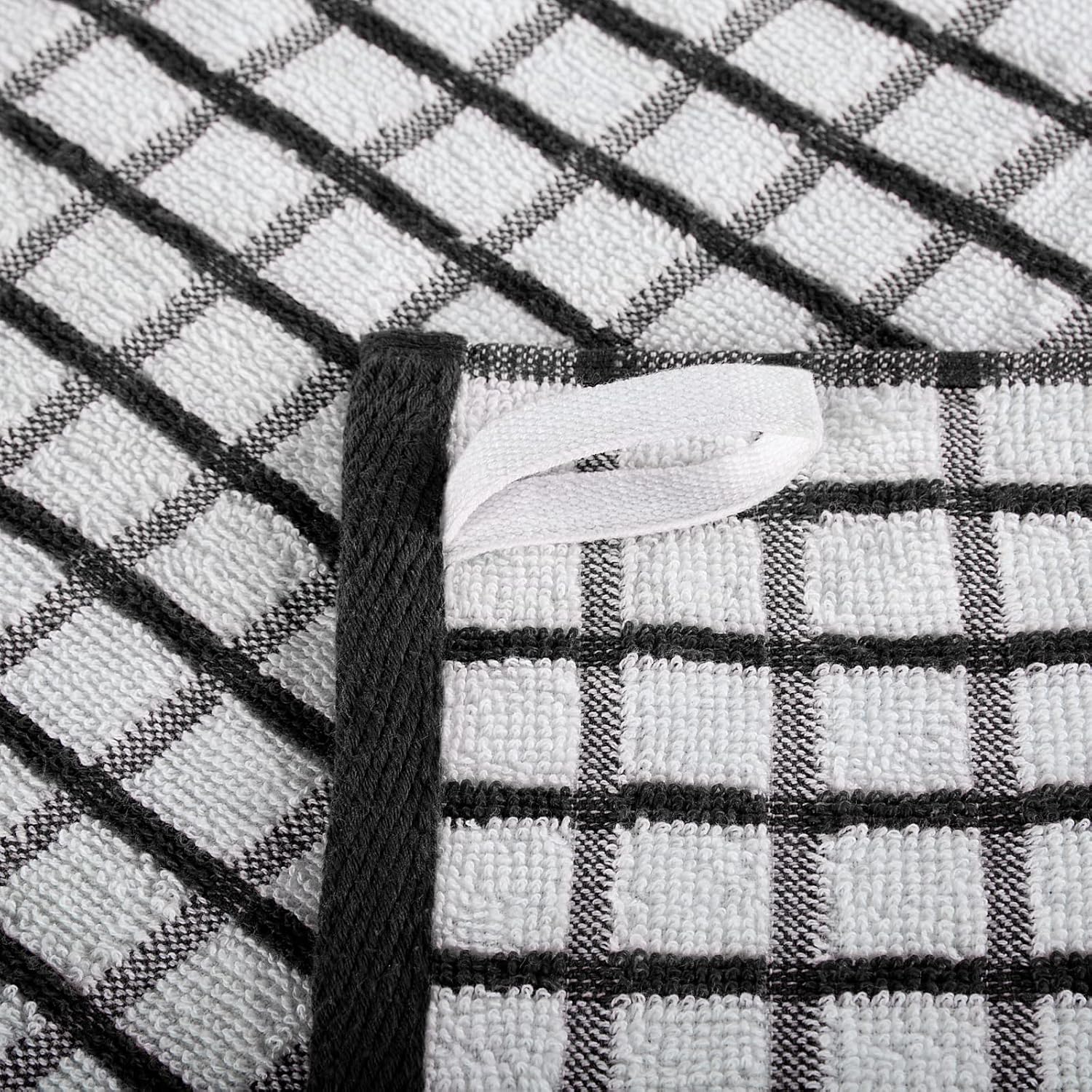 White Classic Premium Dish Towels for Kitchen, with Hanging Loop [8 Pack] Heavy Duty Absorbent 100% Cotton 410 GSM