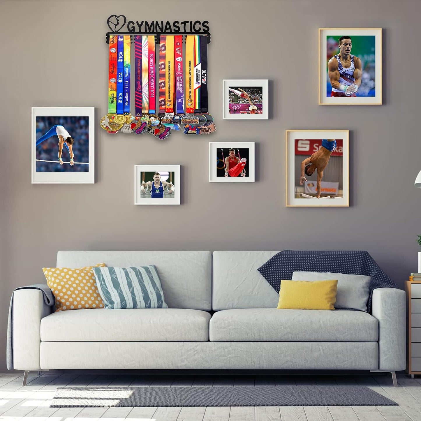 Goutoports Medal Hanger Display Rack - Personalized Award Ribbon Organizer for Sports Race Runner Gymnastics Plaques