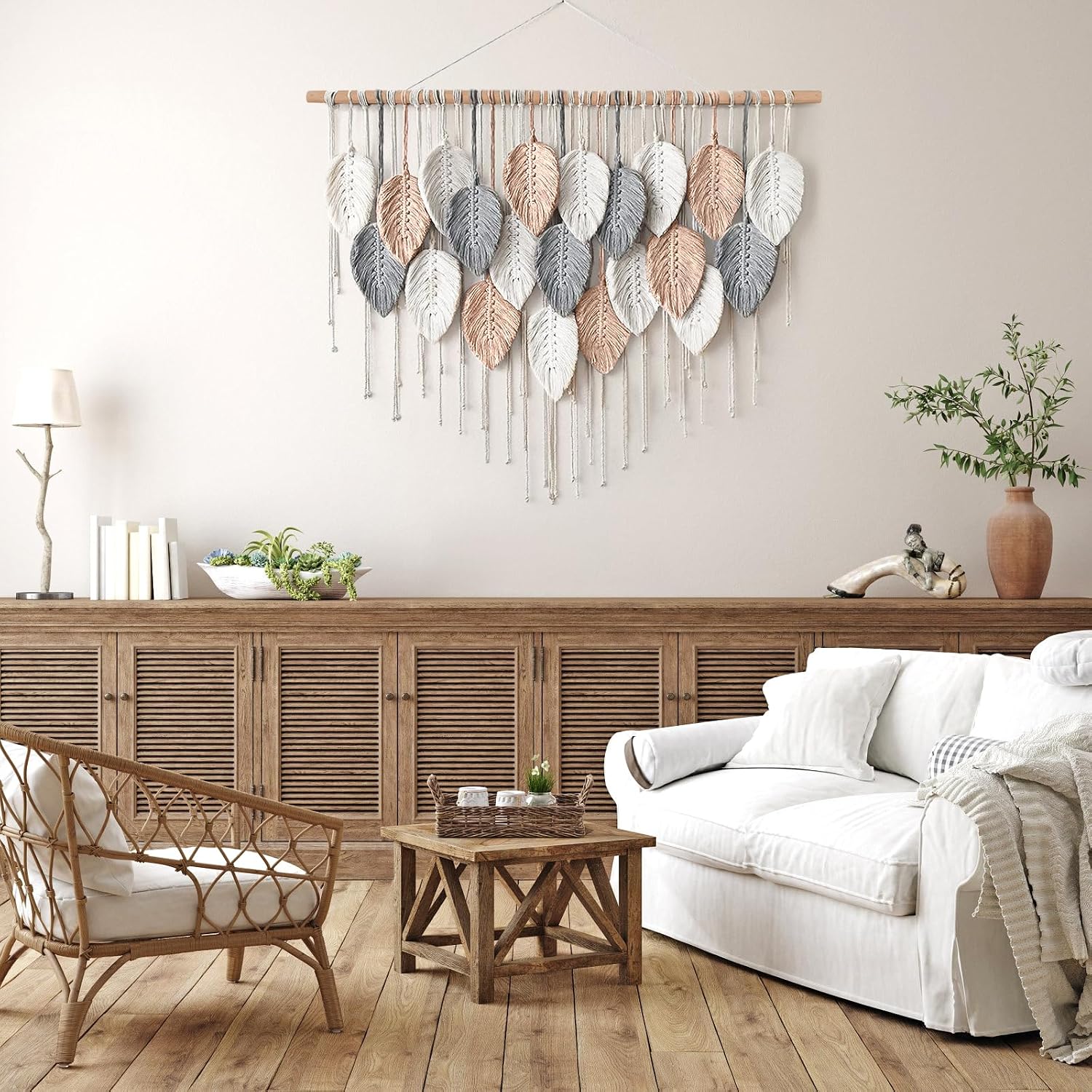 Boho Woven Tapestry / Pink Beige-39"w x 29.5"L
