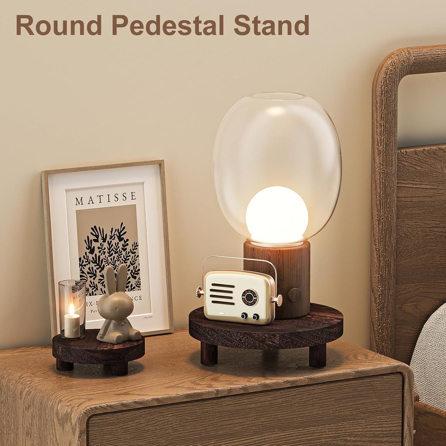 Wood Plant Stand Indoor Outdoor, 12/10/8/6" Round Wood Riser for Decor, Wooden Stool Display Stand Flower Pot Holder