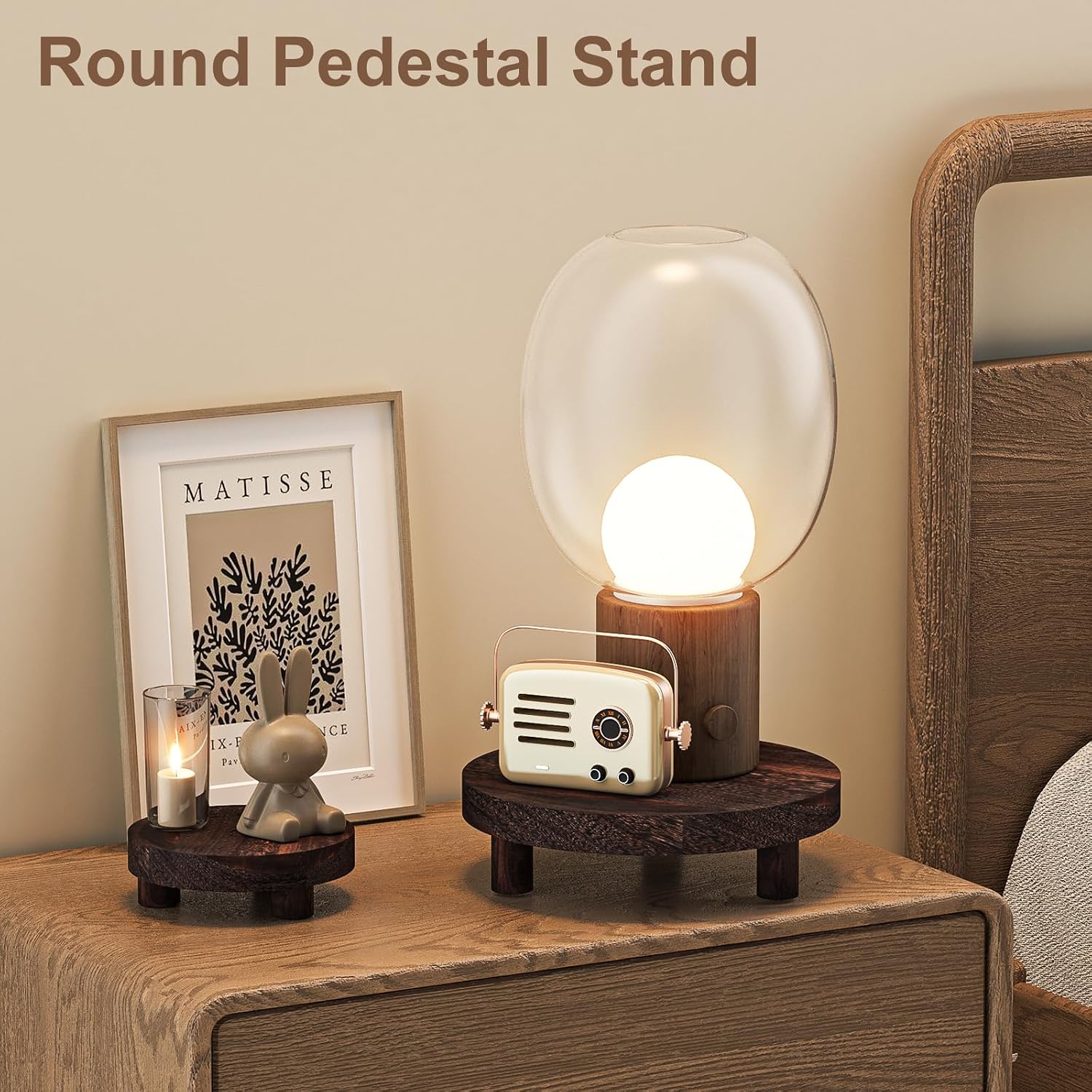 Wood Plant Stand Indoor Outdoor, 12/10/8/6" Round Wood Riser for Decor, Wooden Stool Display Stand Flower Pot Holder