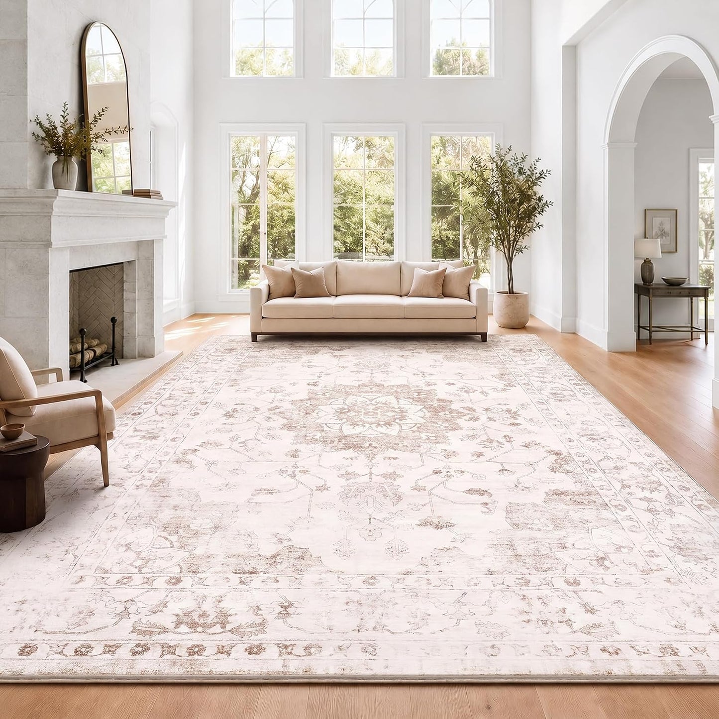 10x14 Blue Cream Neutral Area Rug