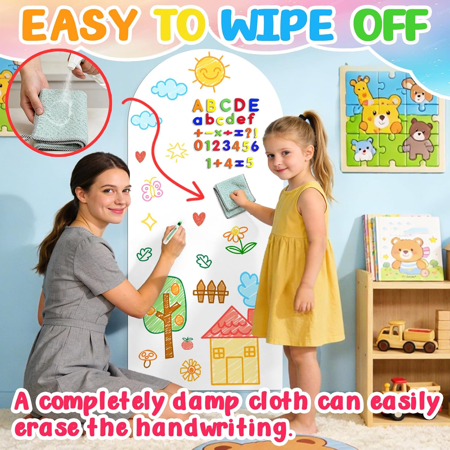 Arch Magnet Wall Decal for Kids Magnetic Board / White / 15.7 x 39.4
