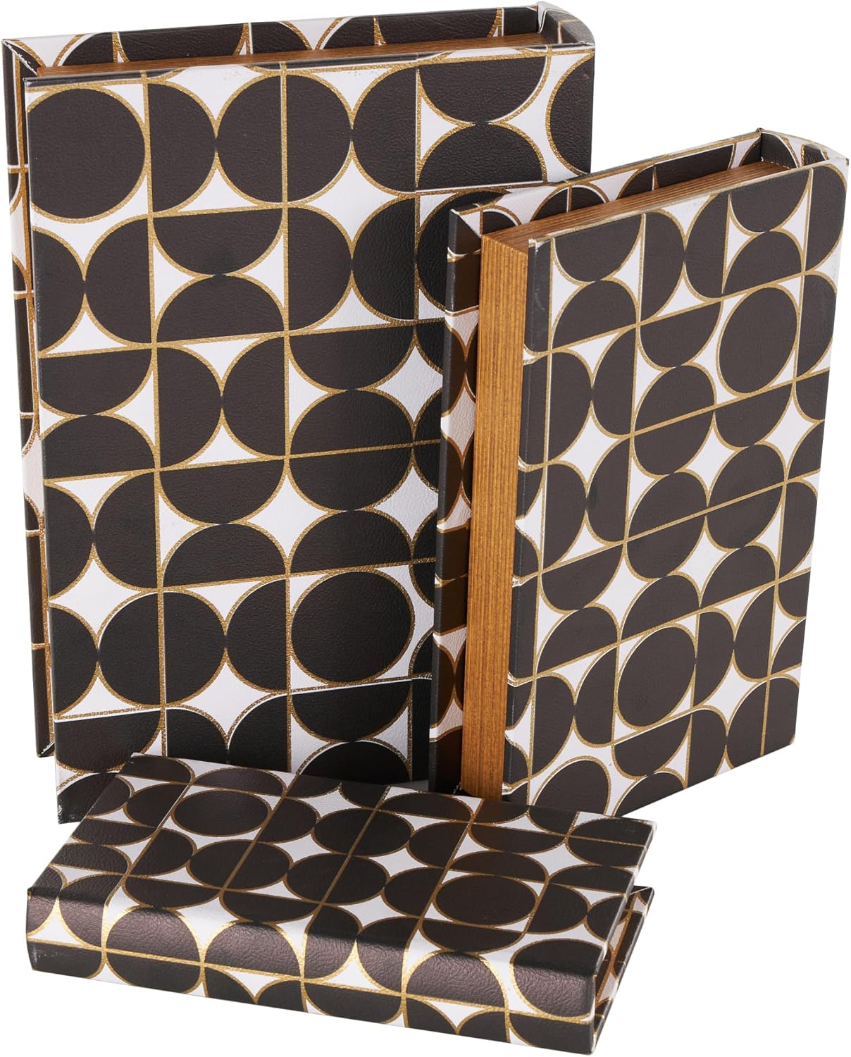 Faux Leather Decorative Box Faux Book Storage Book Shaped Boxes / Black / 12.8", 11", 9"H