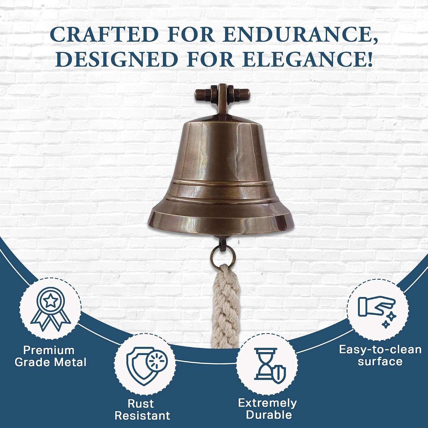 The Metal Magician Nautical Hanging Wall Mountable 4" Solid Brass Ship Bell Antique Brass