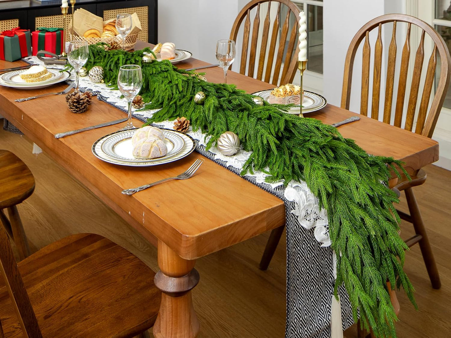 72" Extra Full Norfolk Pine Garland Realistic Christmas Garland Cedar Garland for Mantle Stairs Table Wall Fireplace