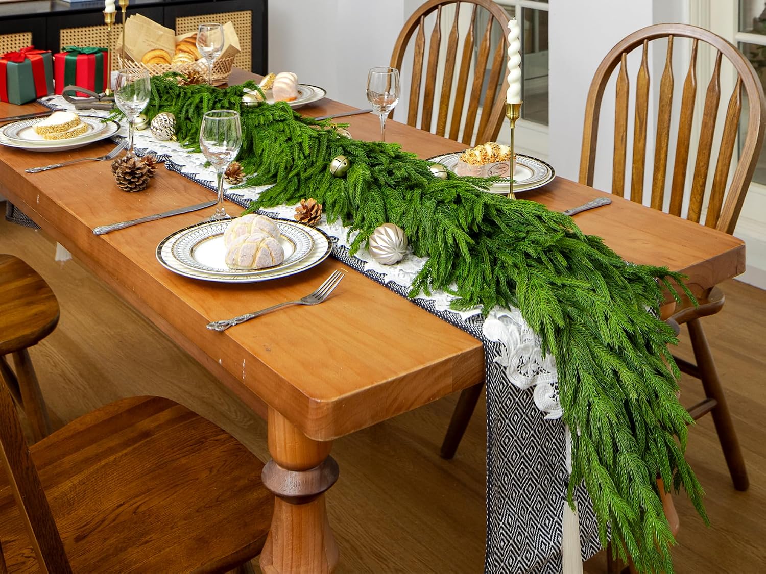 72" Extra Full Norfolk Pine Garland Realistic Christmas Garland Cedar Garland for Mantle Stairs Table Wall Fireplace