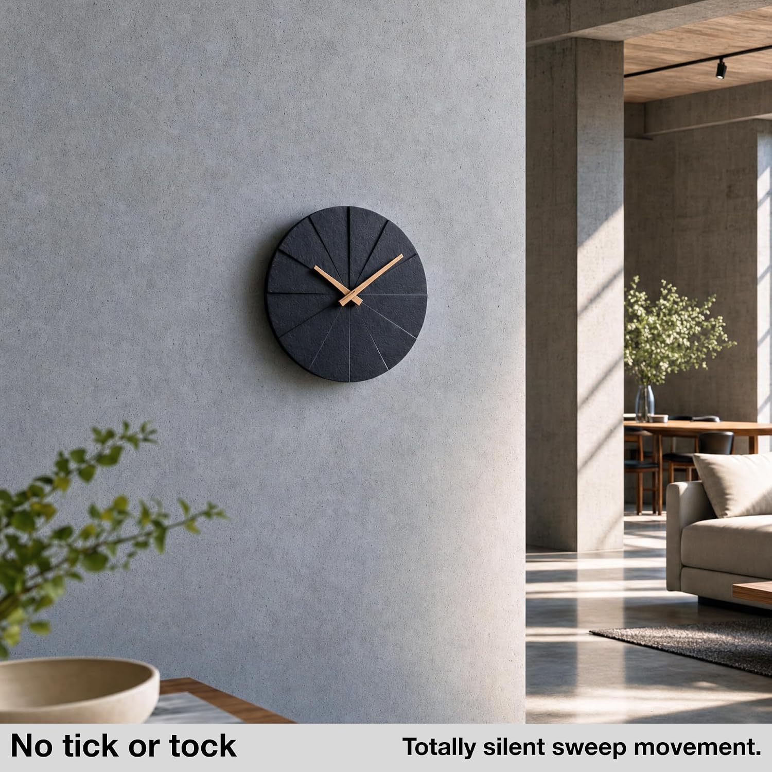 Driini Staircase Modern Wall Clock - Unique Frameless Concrete Design - Contemporary, Minimalist Decor; No Numbers