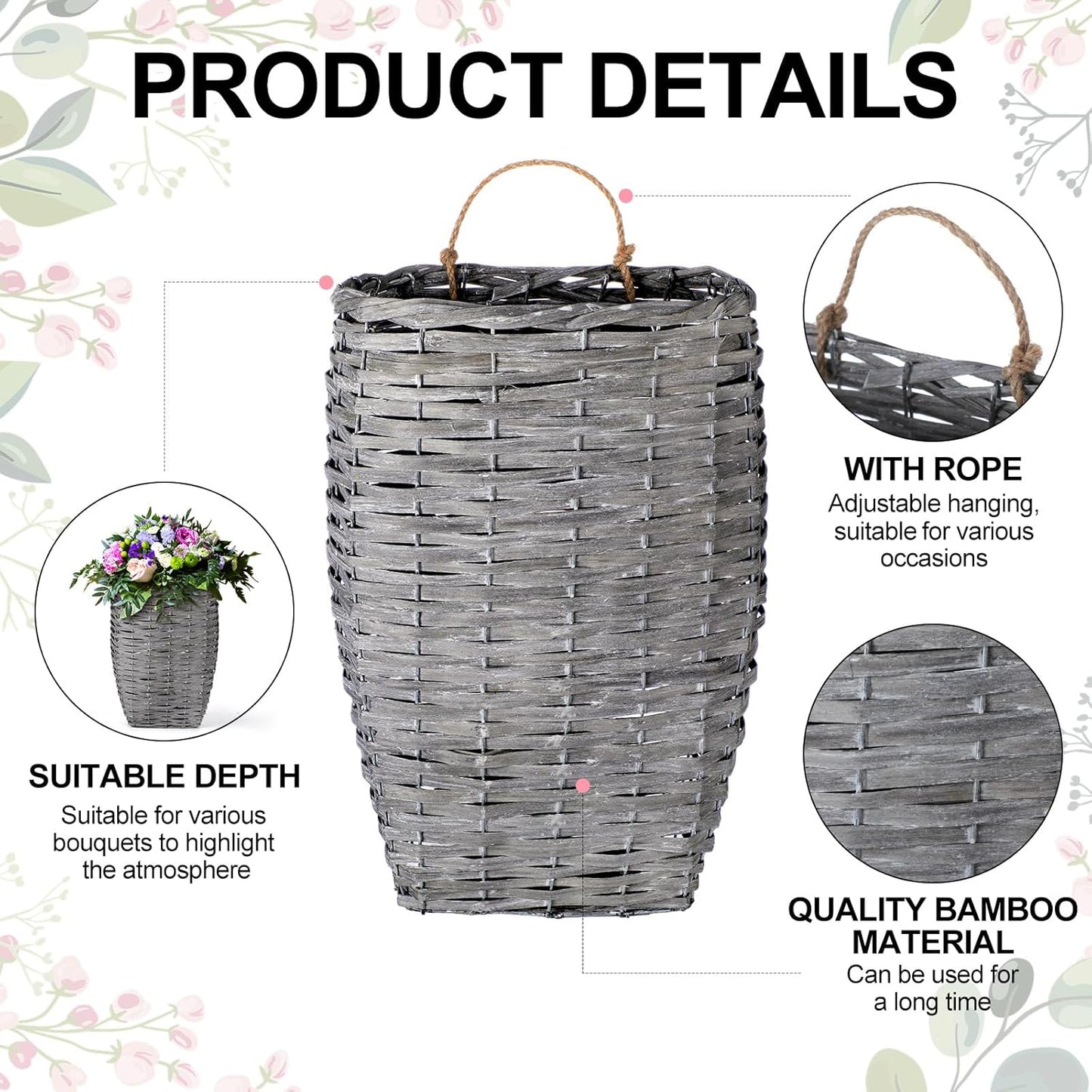 Front Door Basket Woven Hanging Basket / Vintage