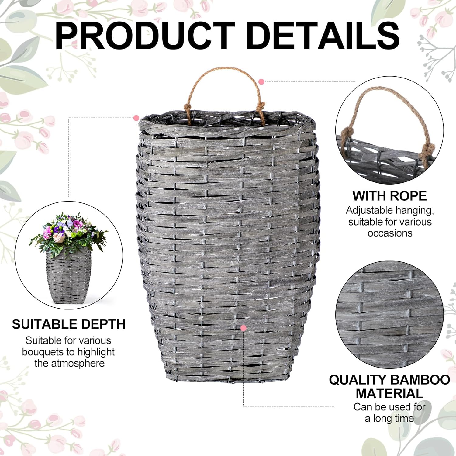 Front Door Basket Woven Hanging Basket / Vintage