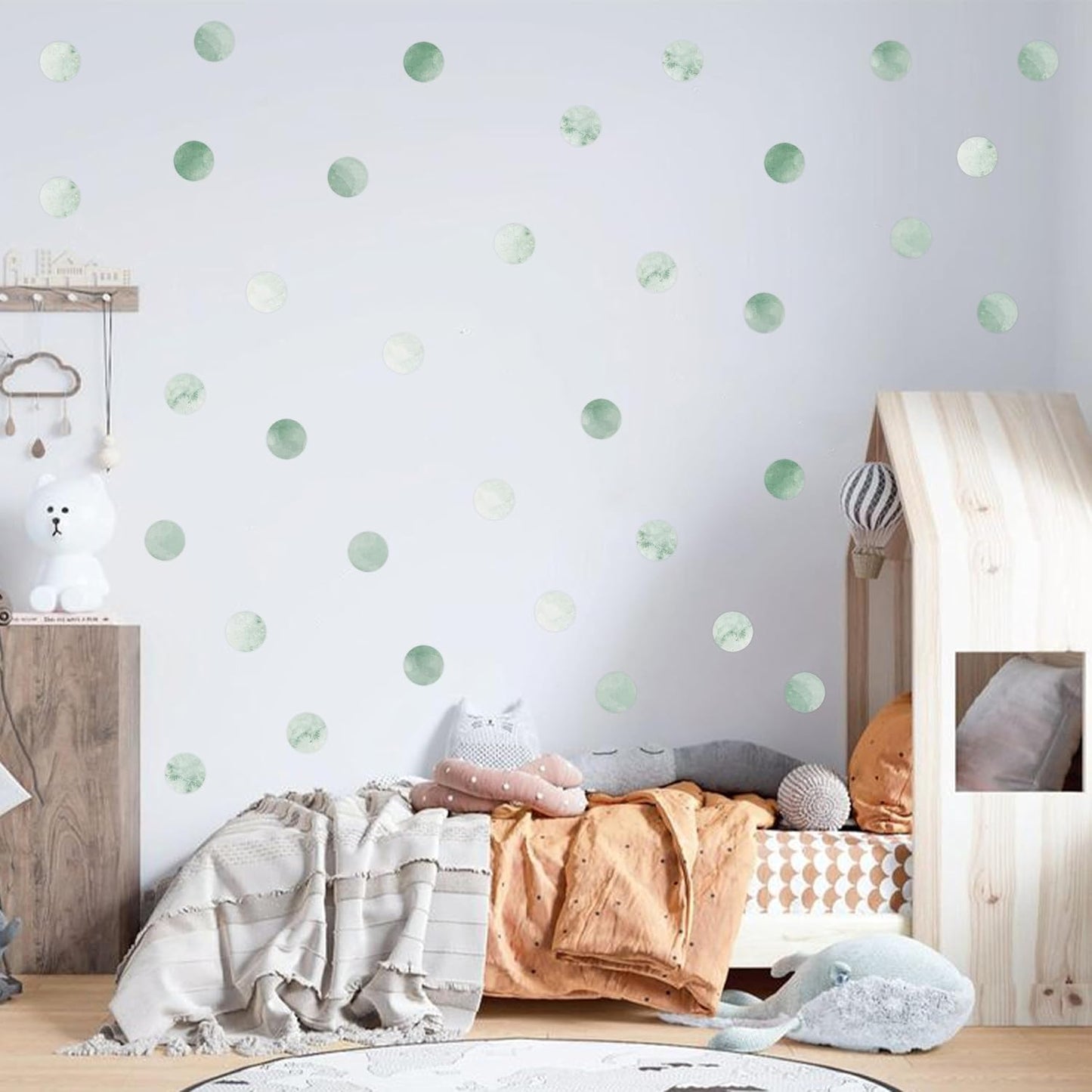 Moon Dot Wall Decals for Baby Room / Green Dot