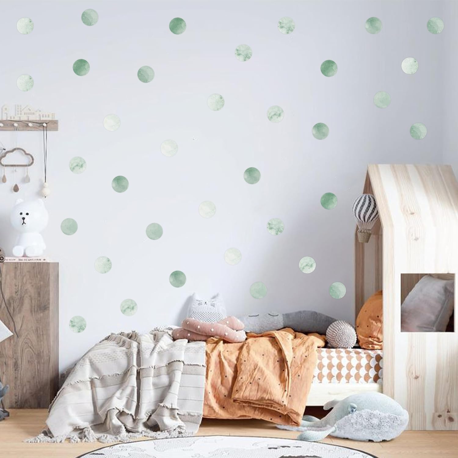 Moon Dot Wall Decals for Baby Room / Green Dot