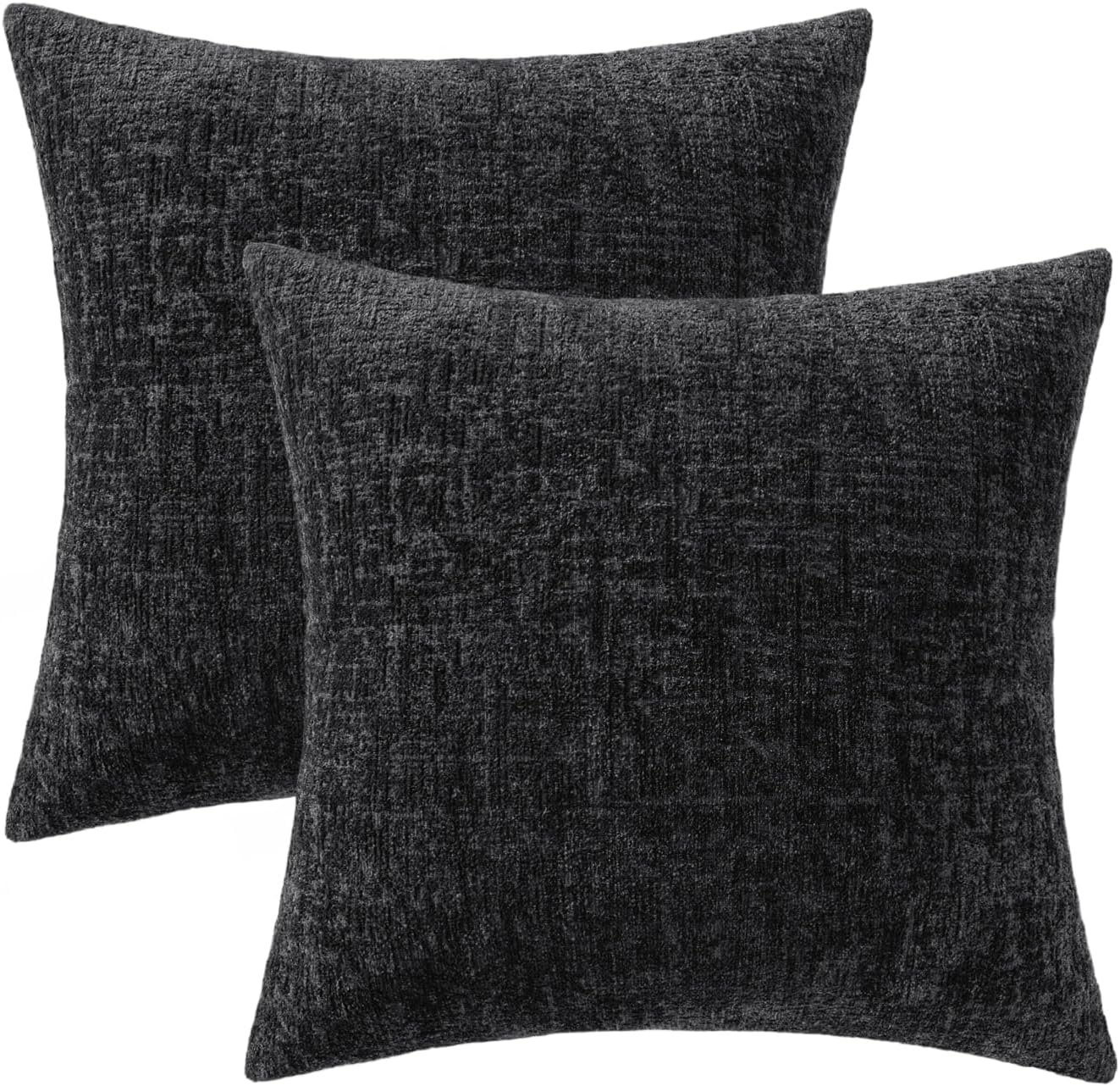 Decorative Throw Pillow Covers Couch Pillow Covers Soft Textured / 18 x 18 / Black / Set of 2