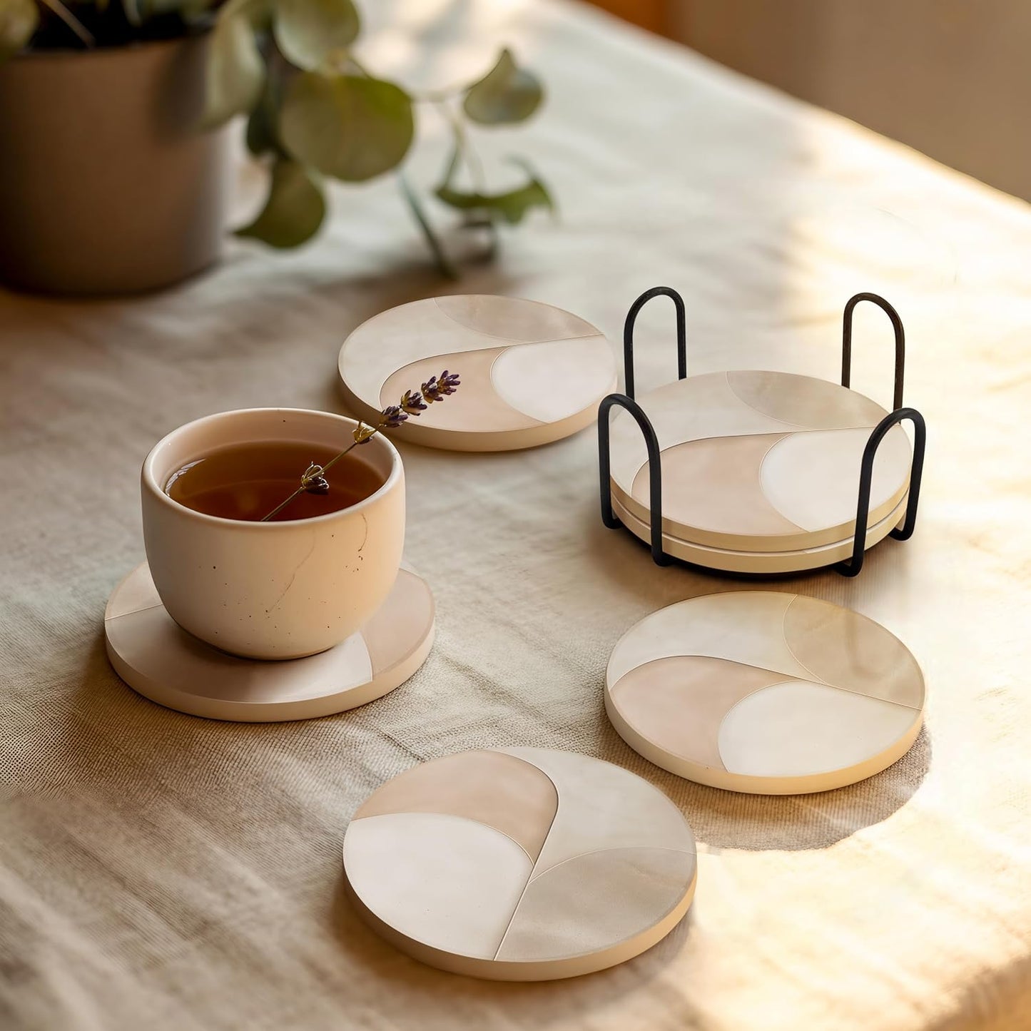 Holder / Modern Marble Look / Clay 2 / Set of 4