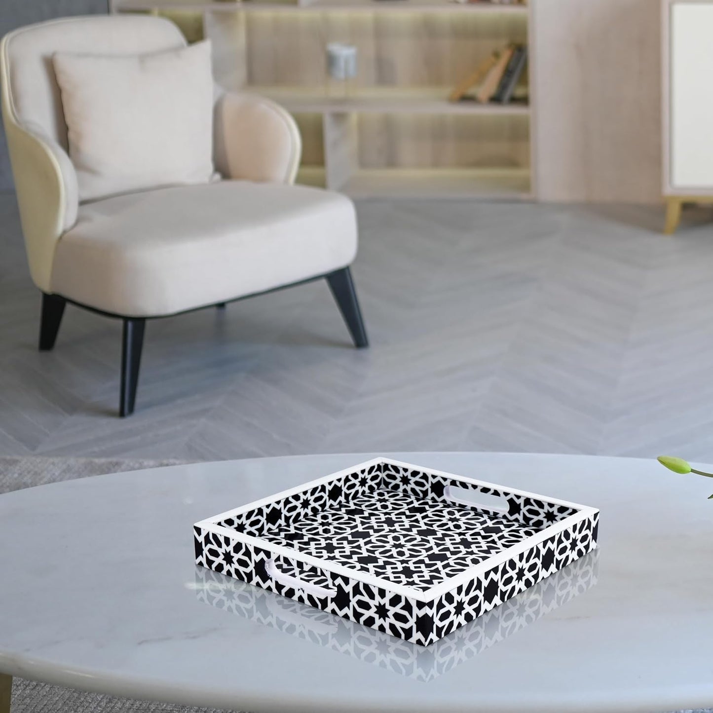 Ottoman Tray / Shiraz Pattern Square Serving Tray for Centerpiece / 12 x 12 x 2 / Shiraz Petit