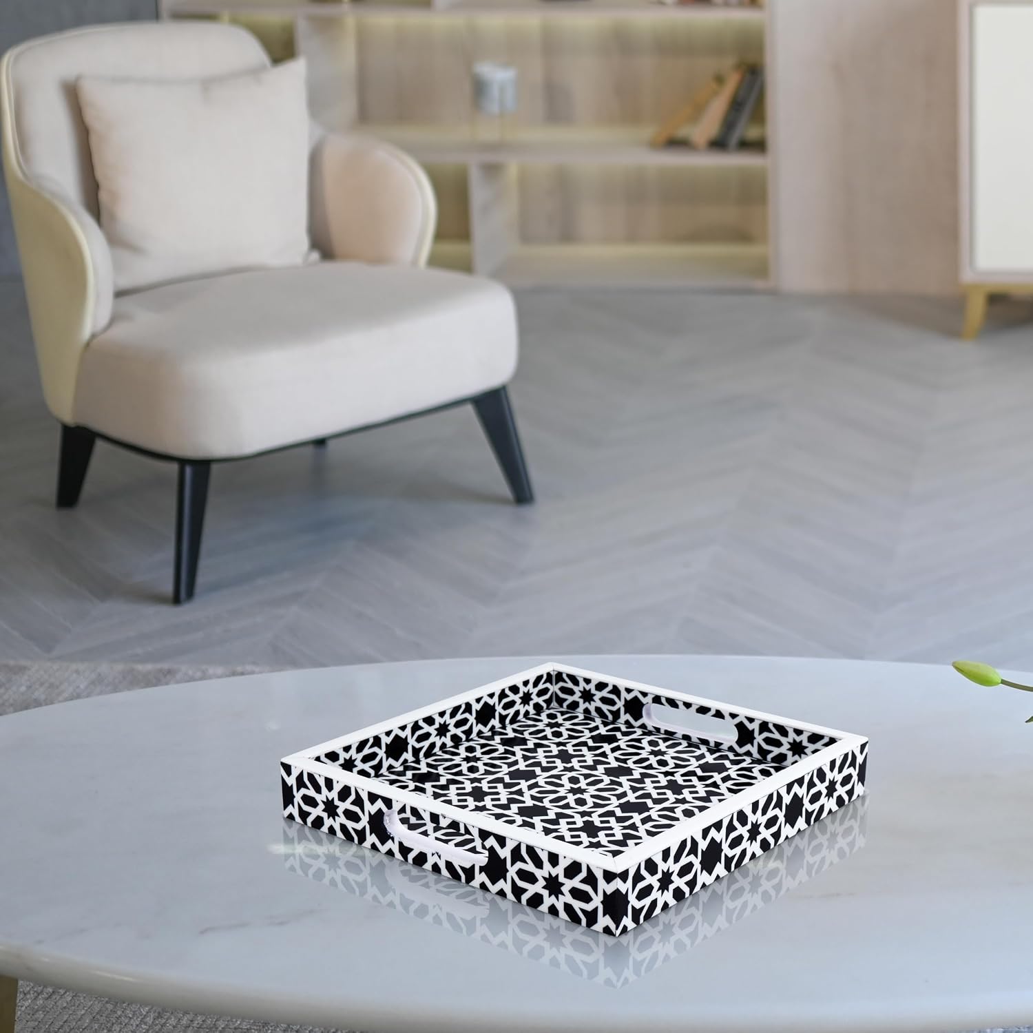 Ottoman Tray / Shiraz Pattern Square Serving Tray for Centerpiece / 12 x 12 x 2 / Shiraz Petit