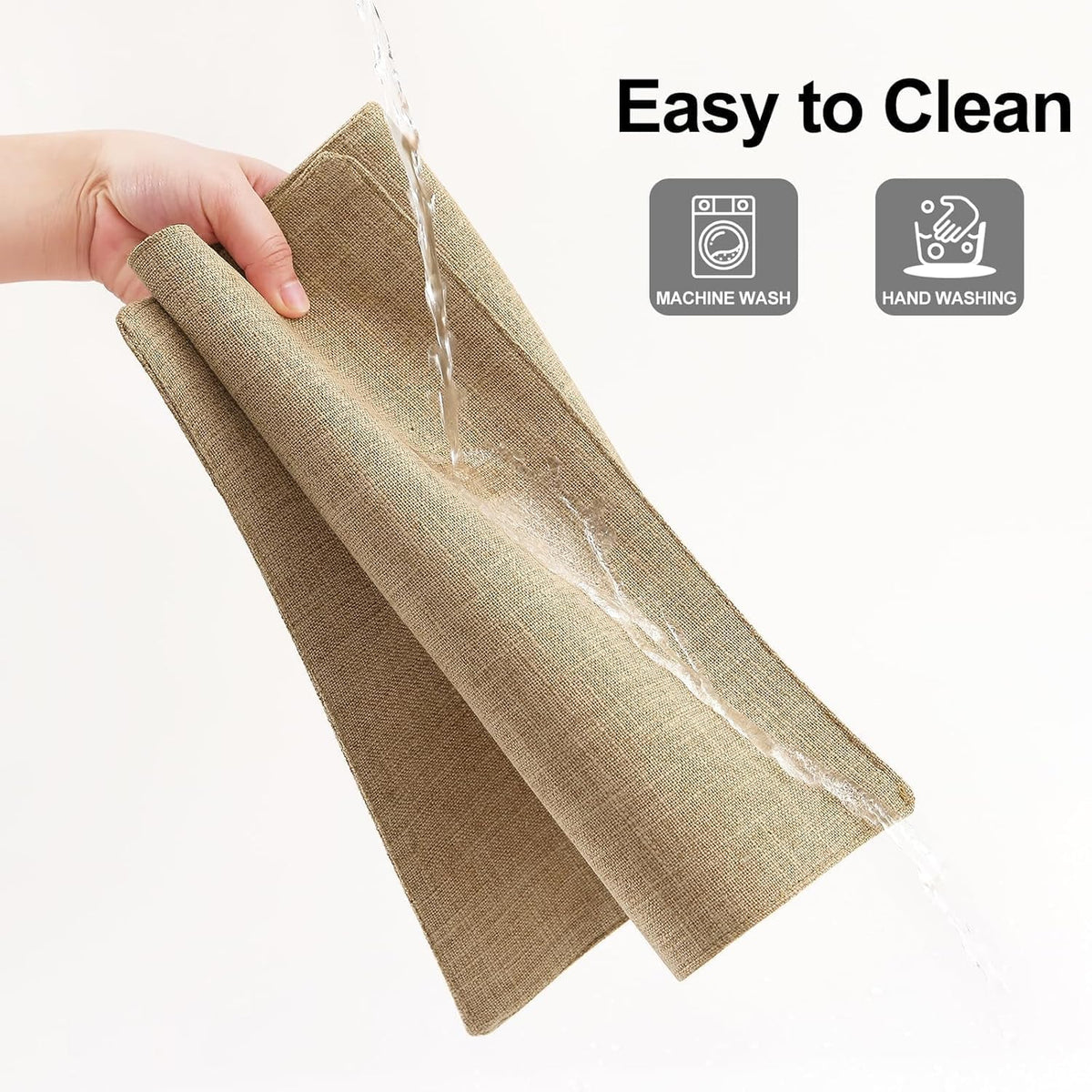 Homaxy Cloths Placemats for Dining Table Set of 8, 13" x 19", Flaxen | Heat Resistant, Washable, Cotton Linen Blend