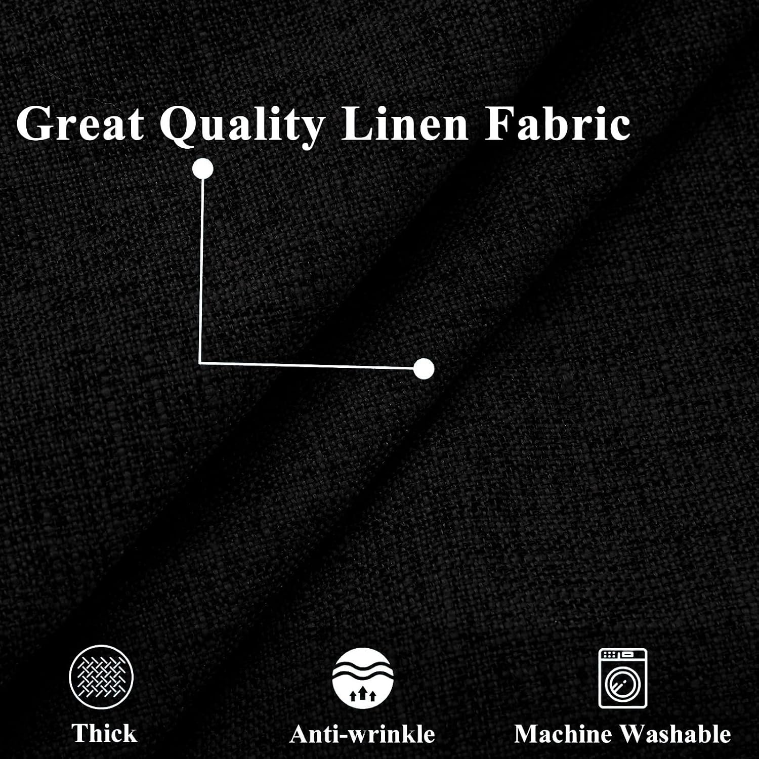 Fall Decorative Throw Pillow Covers Square Faux Linen Outdoor Neutral / Black / 18 x 18 / Set of 2