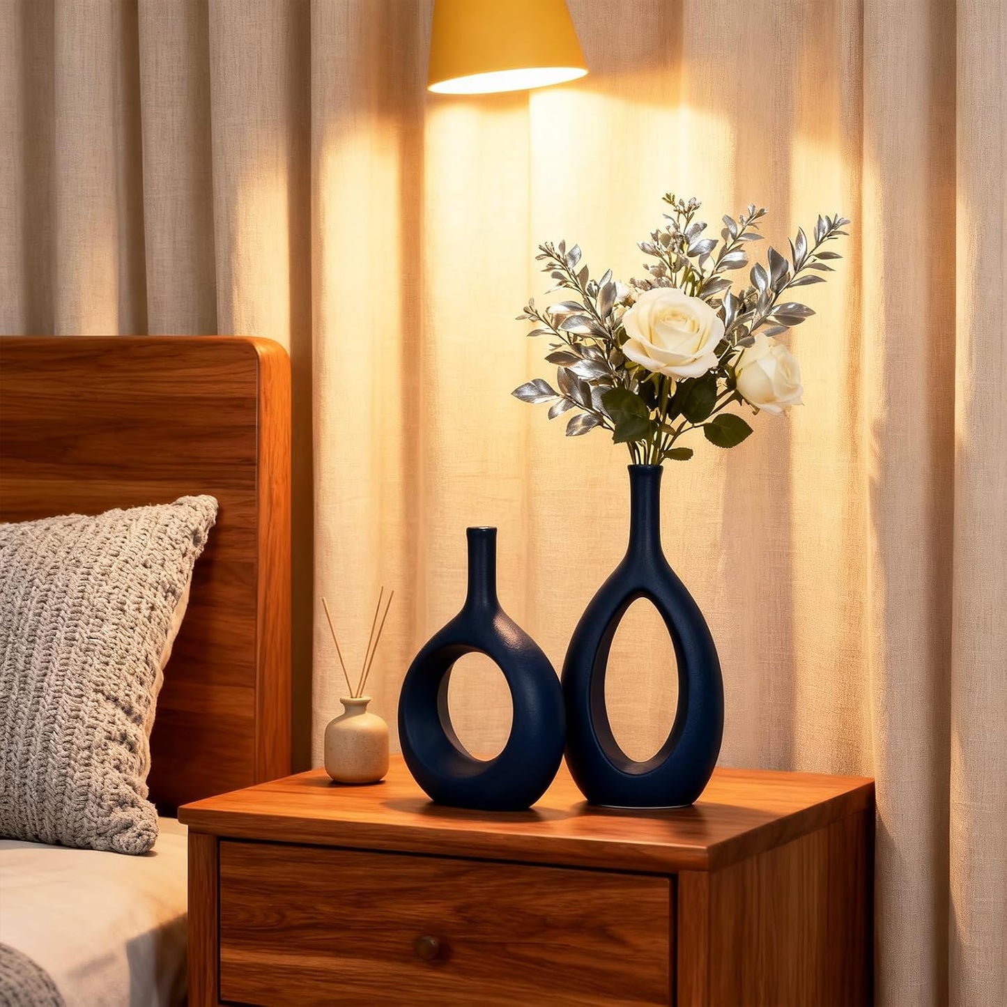 Boho Circle Vase / Navy Blue / Set of 2