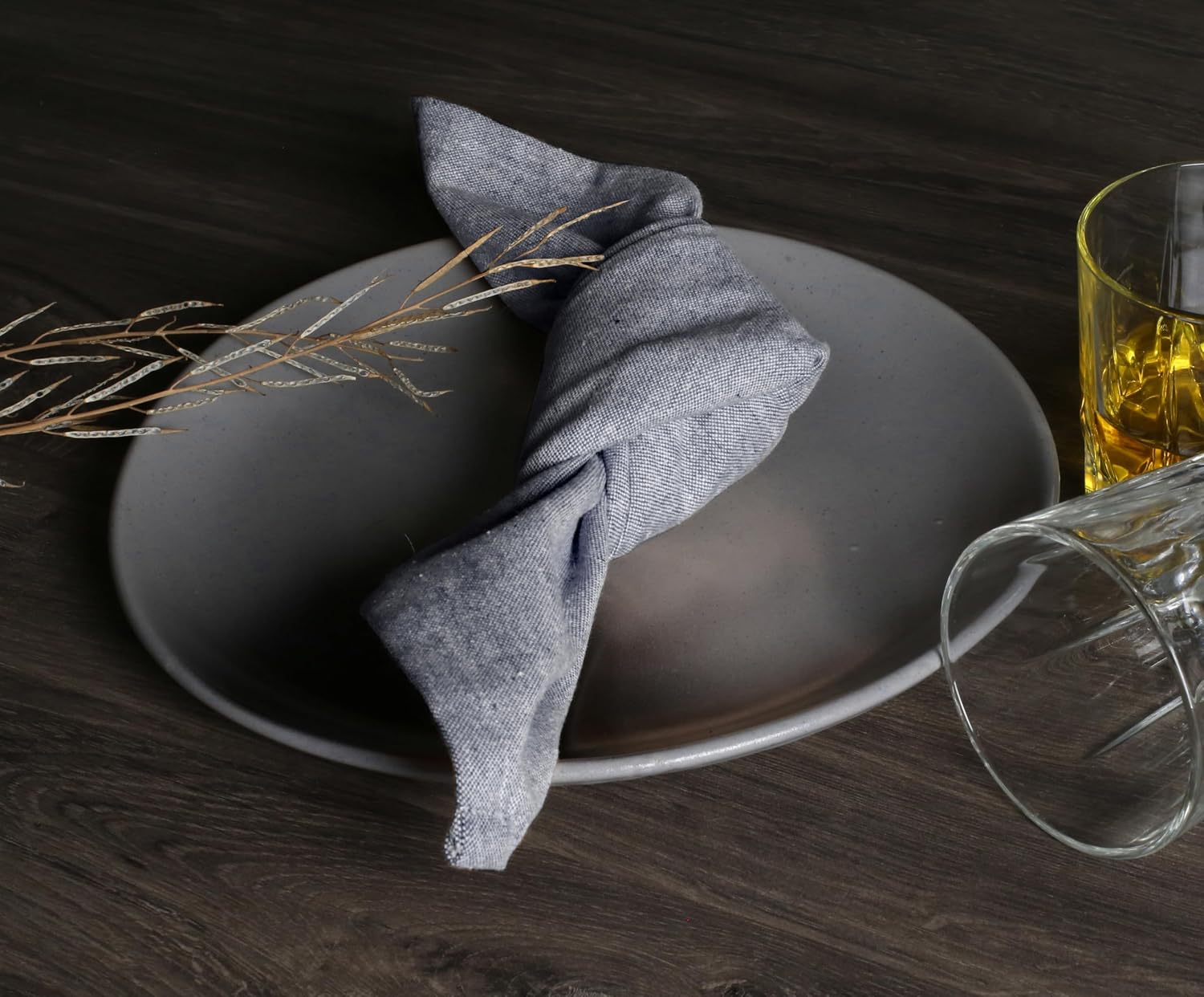 Native Fab Solid Cloth Napkin Set of 12, 100% Chambray Cotton, Washable, Reusable Dinner Cloth Napkin 17x17 inches