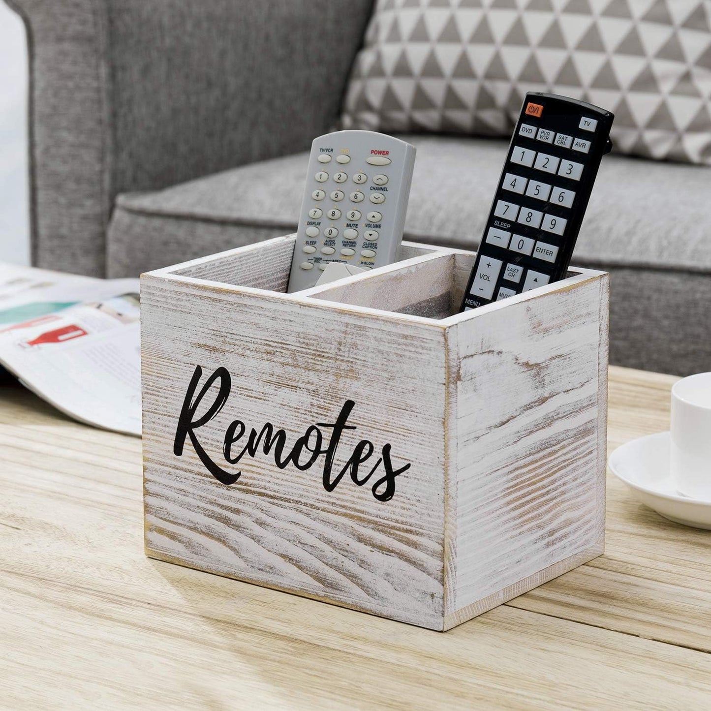 TV Remote Holder / Whitewashed